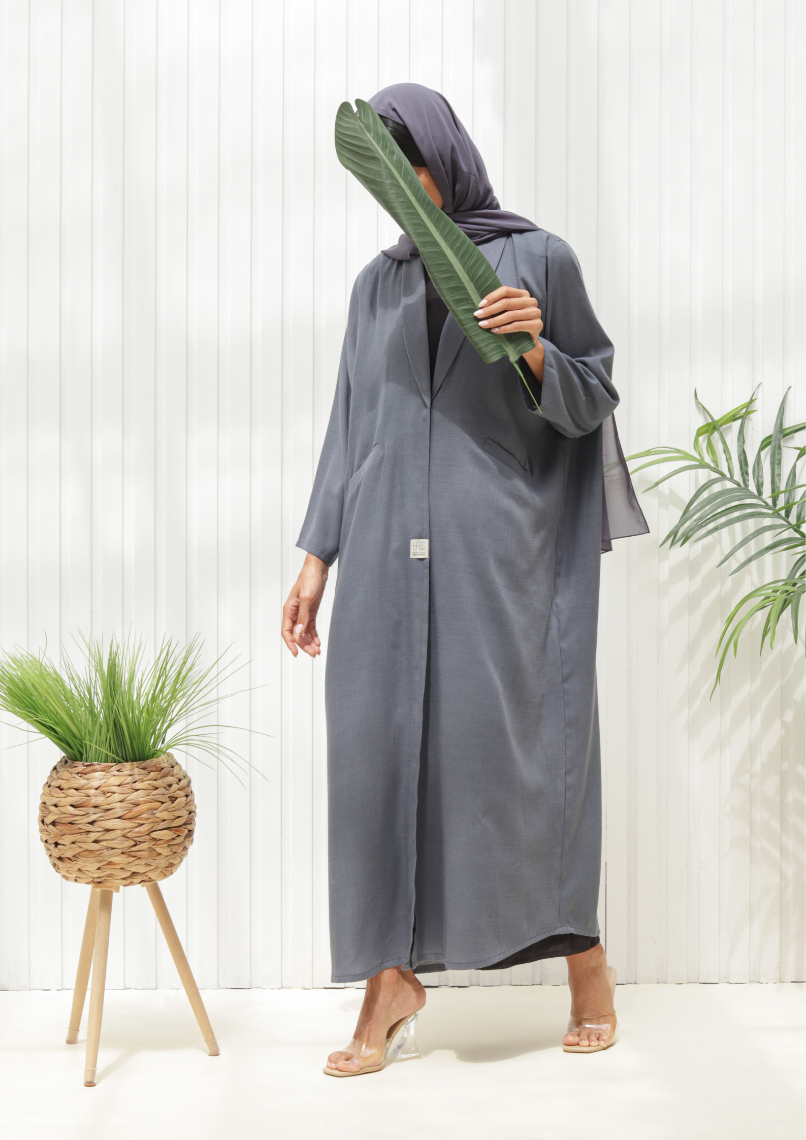 Basic Linen (Greyish Blue Abaya) - BasicAbaya