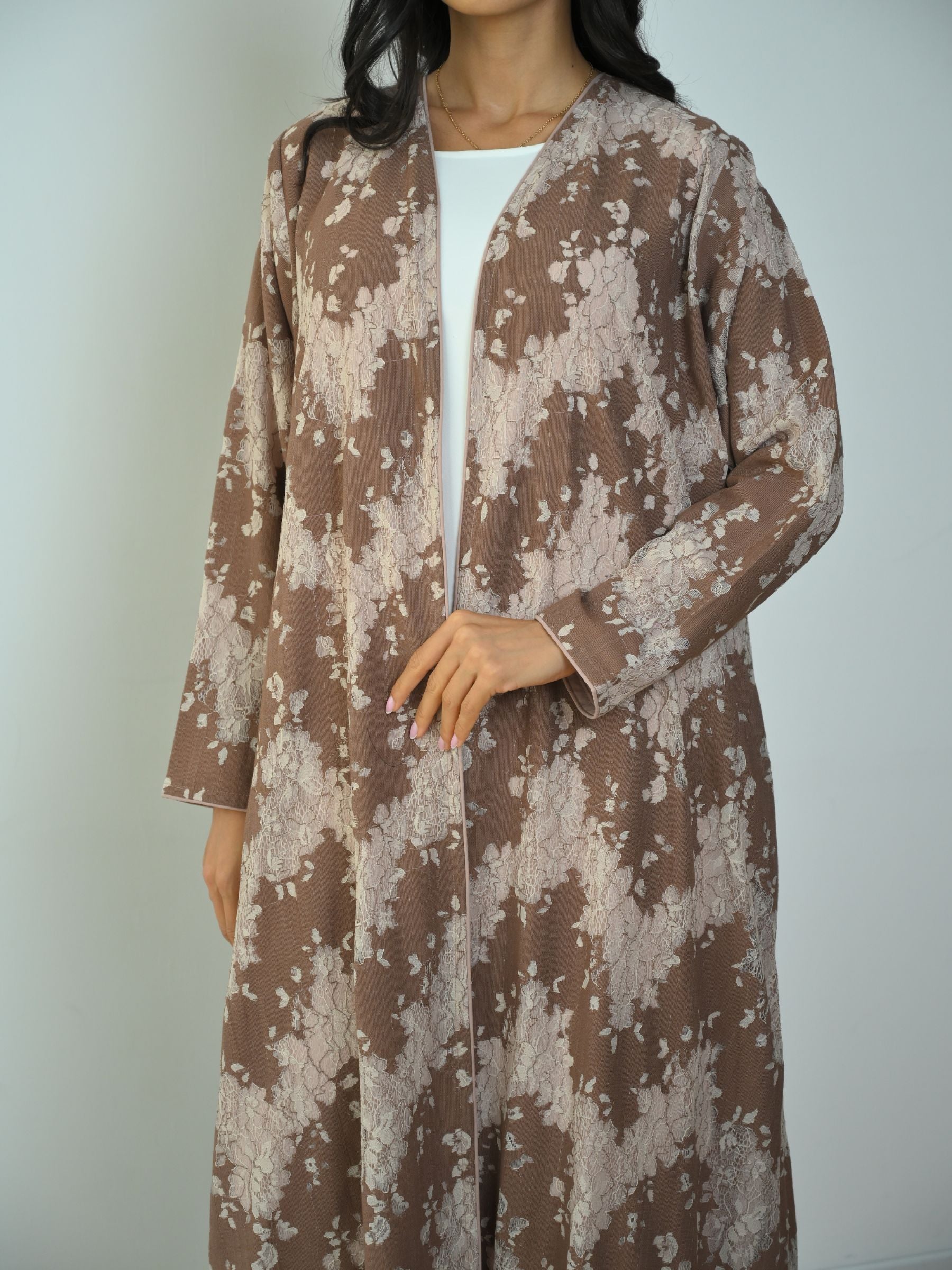 Basic Linen Dantel (Light Brown Abaya) - BasicAbaya