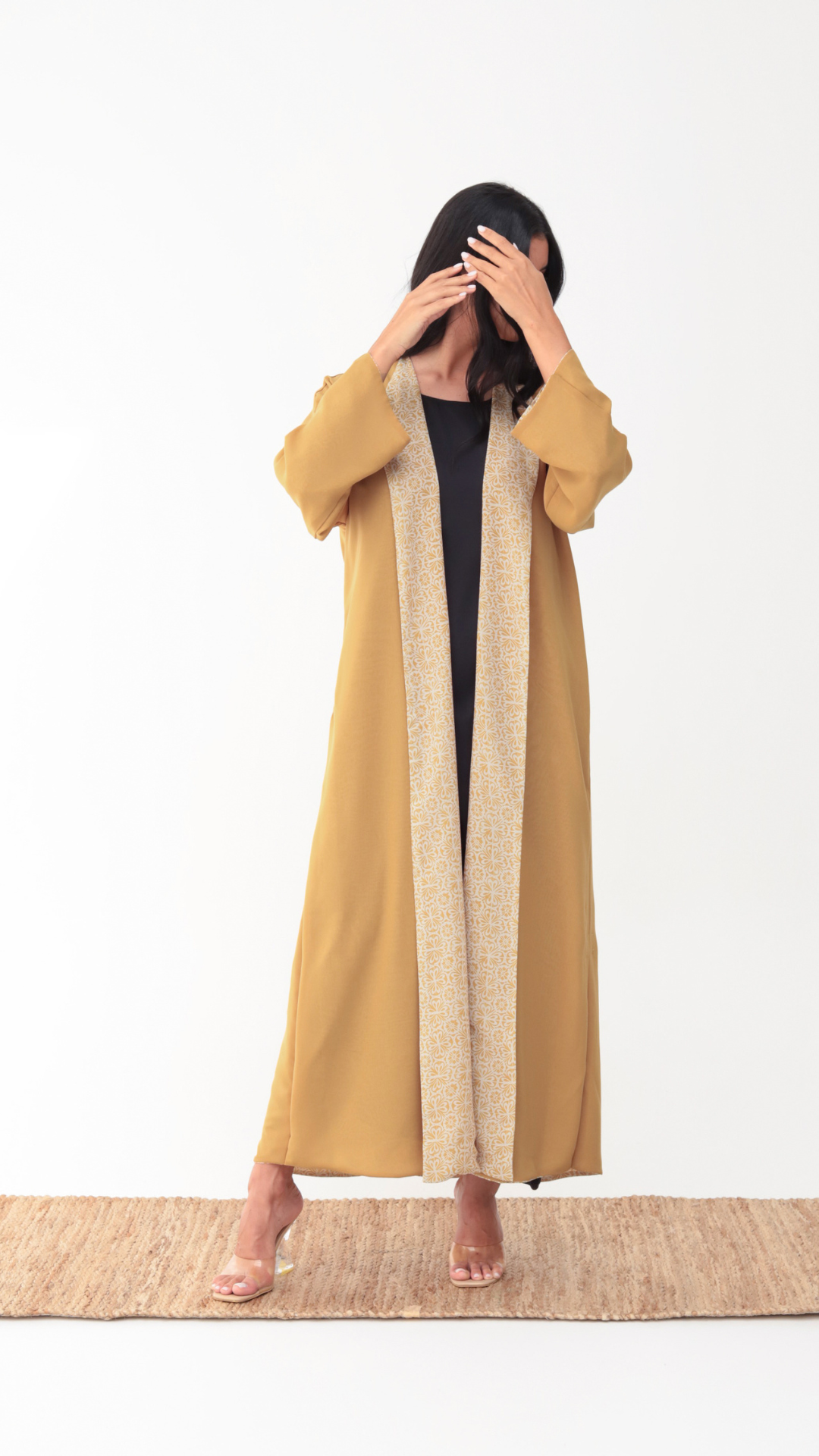 Basic Arabic Prints Reversible ( Yellow Abaya)