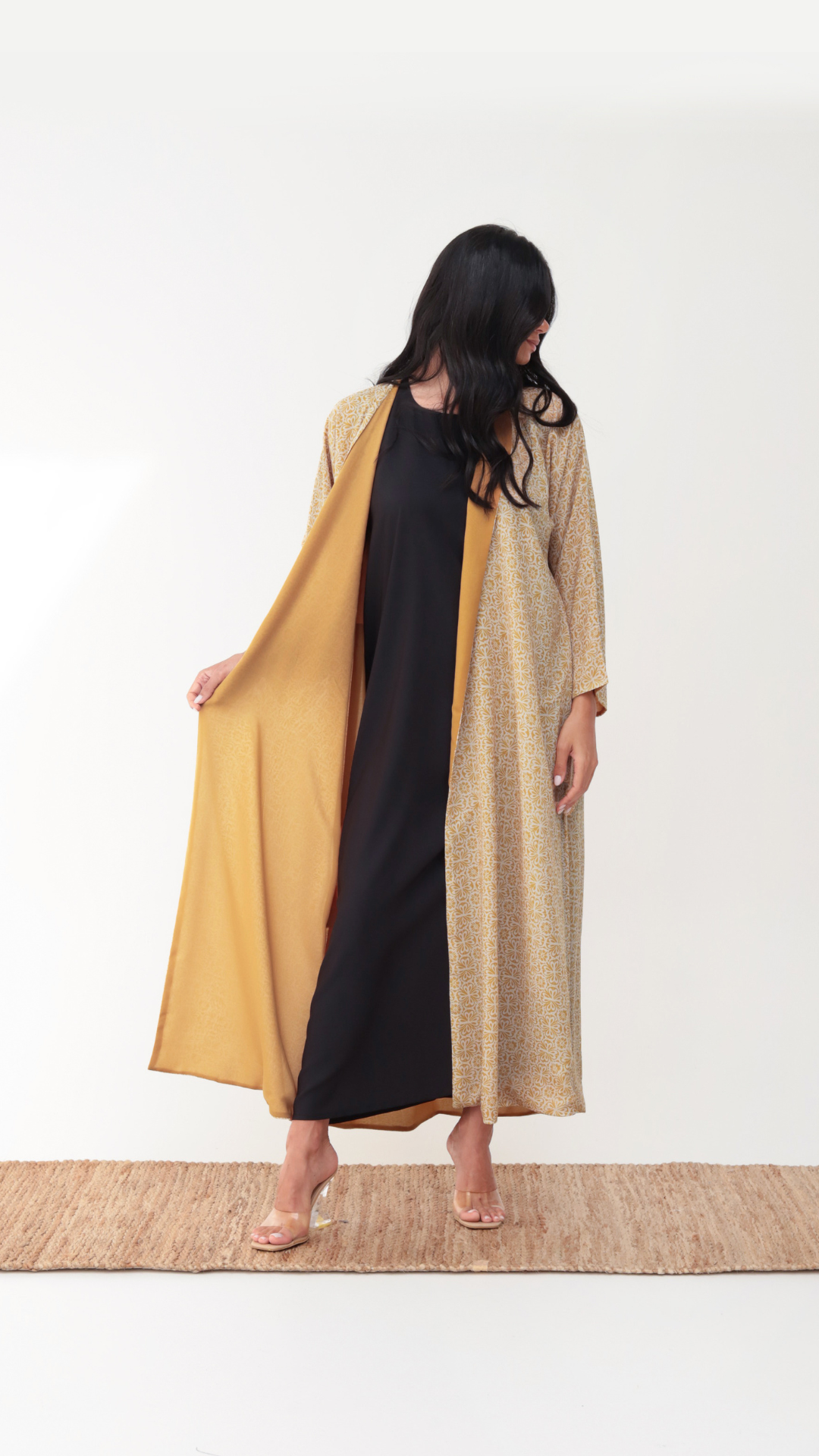 Basic Arabic Prints Reversible ( Yellow Abaya)