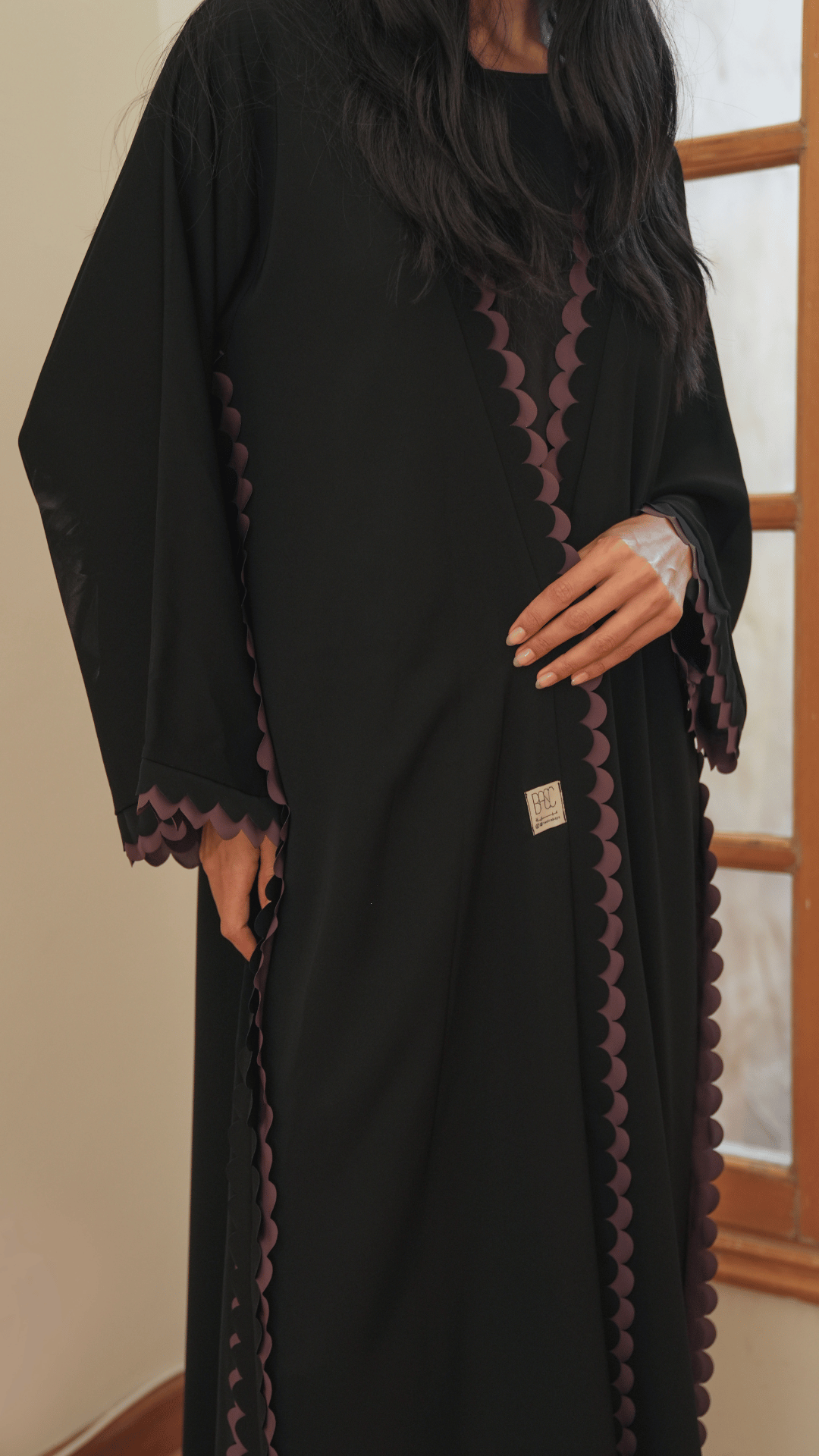 Basic Circles (Black & Purple Abaya) - BasicAbaya