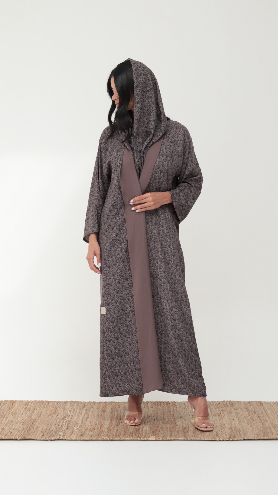 Basic Arabic Prints Reversible ( Brown Abaya)