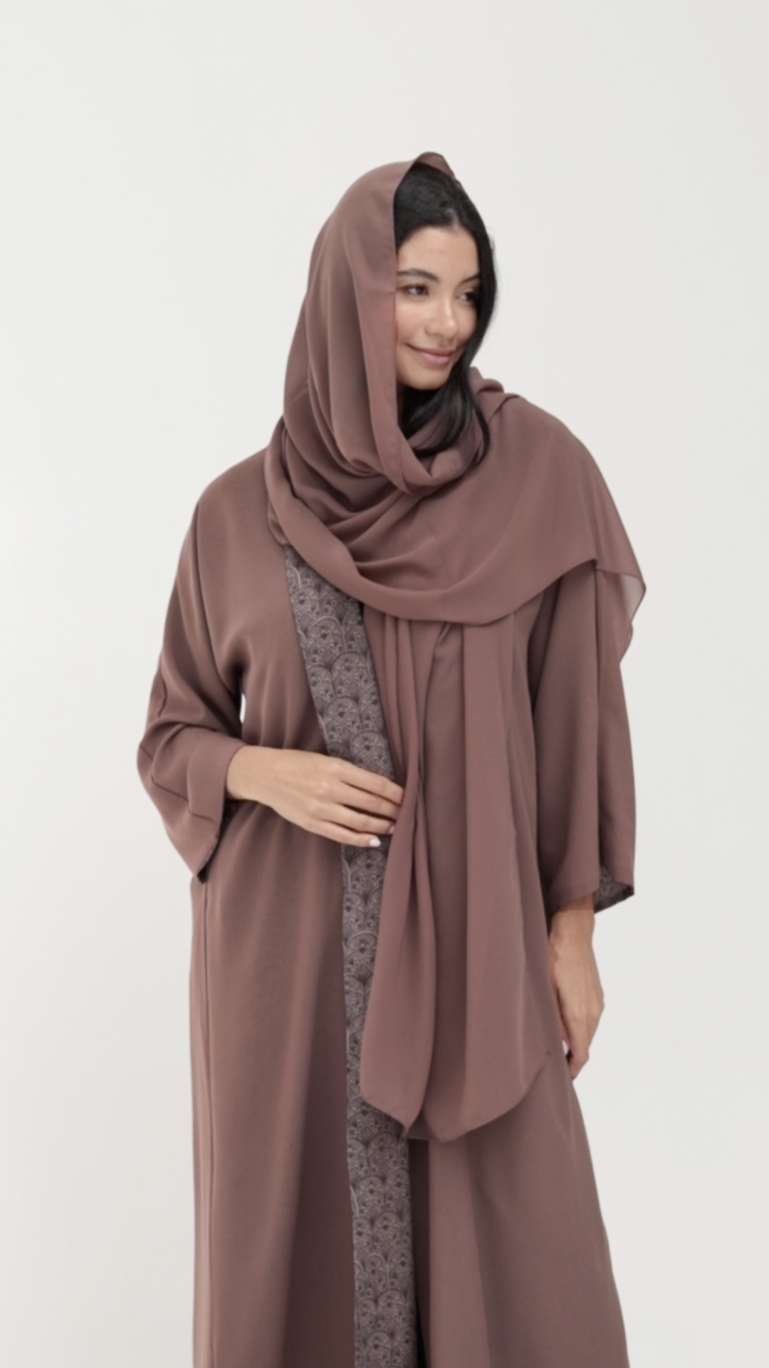 Basic Arabic Prints Reversible ( Brown Abaya)