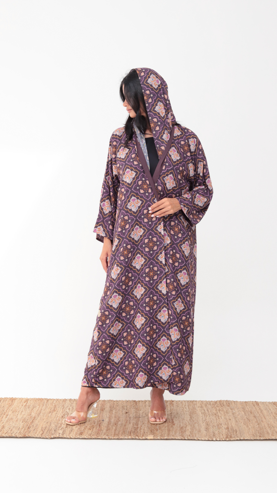 Basic Arabic Prints Reversible ( Purple Abaya)