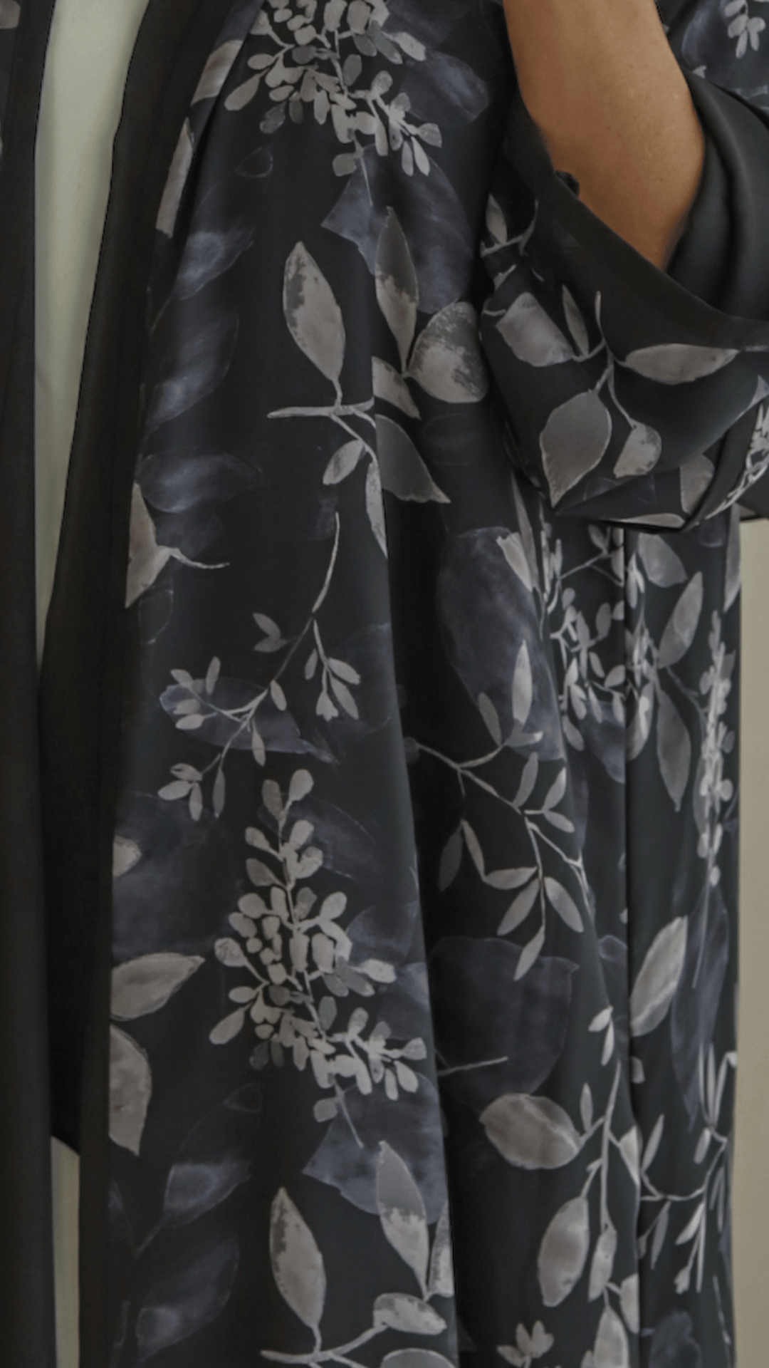 Abaya For Women in Floral Black Print