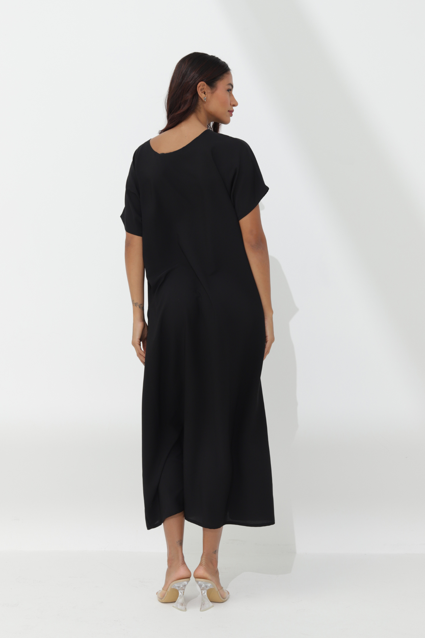 Black Dress - Short Sleeves - BasicAbaya