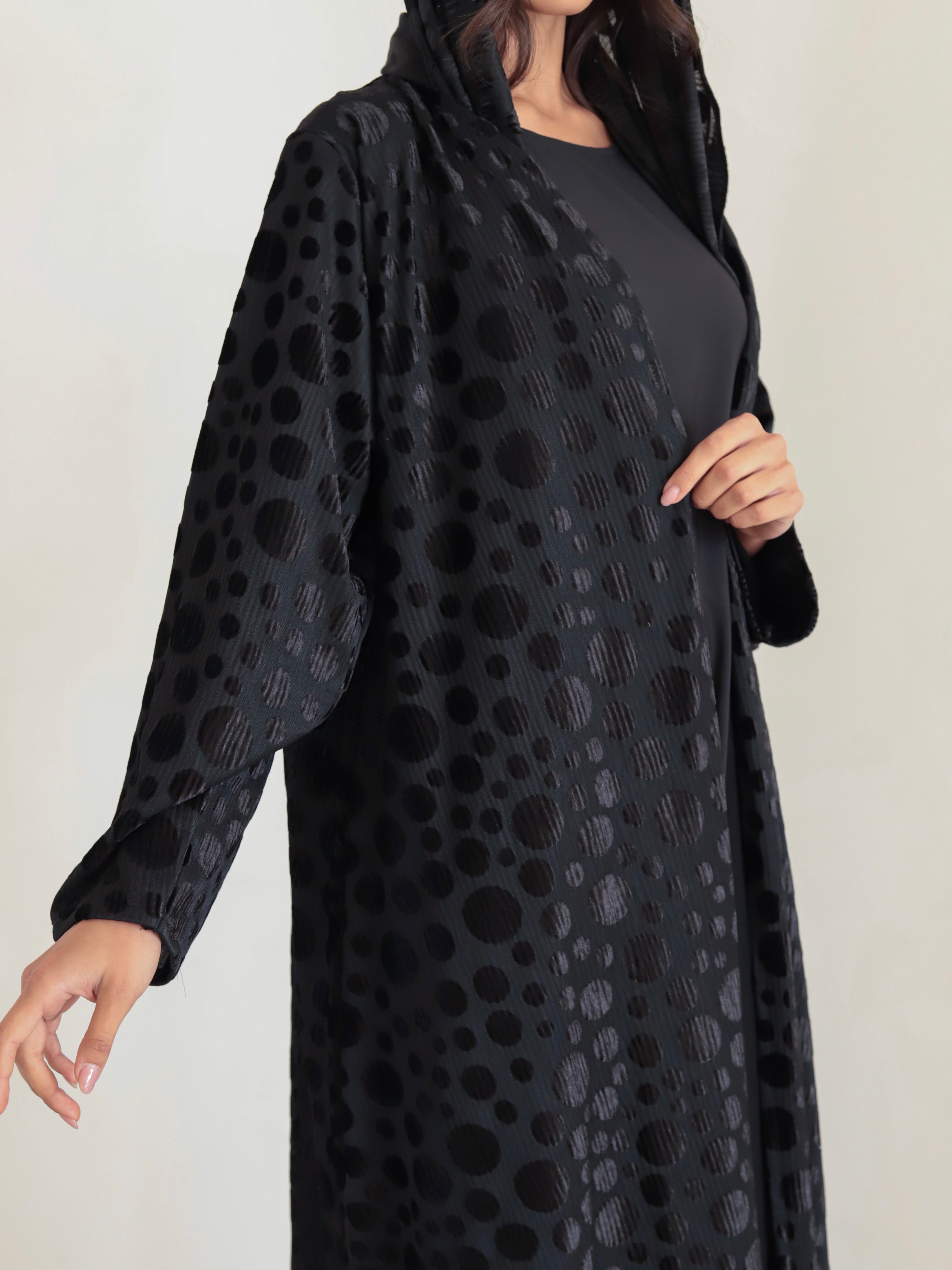 Basic Velvet Chiffon (Polka Black Abaya)