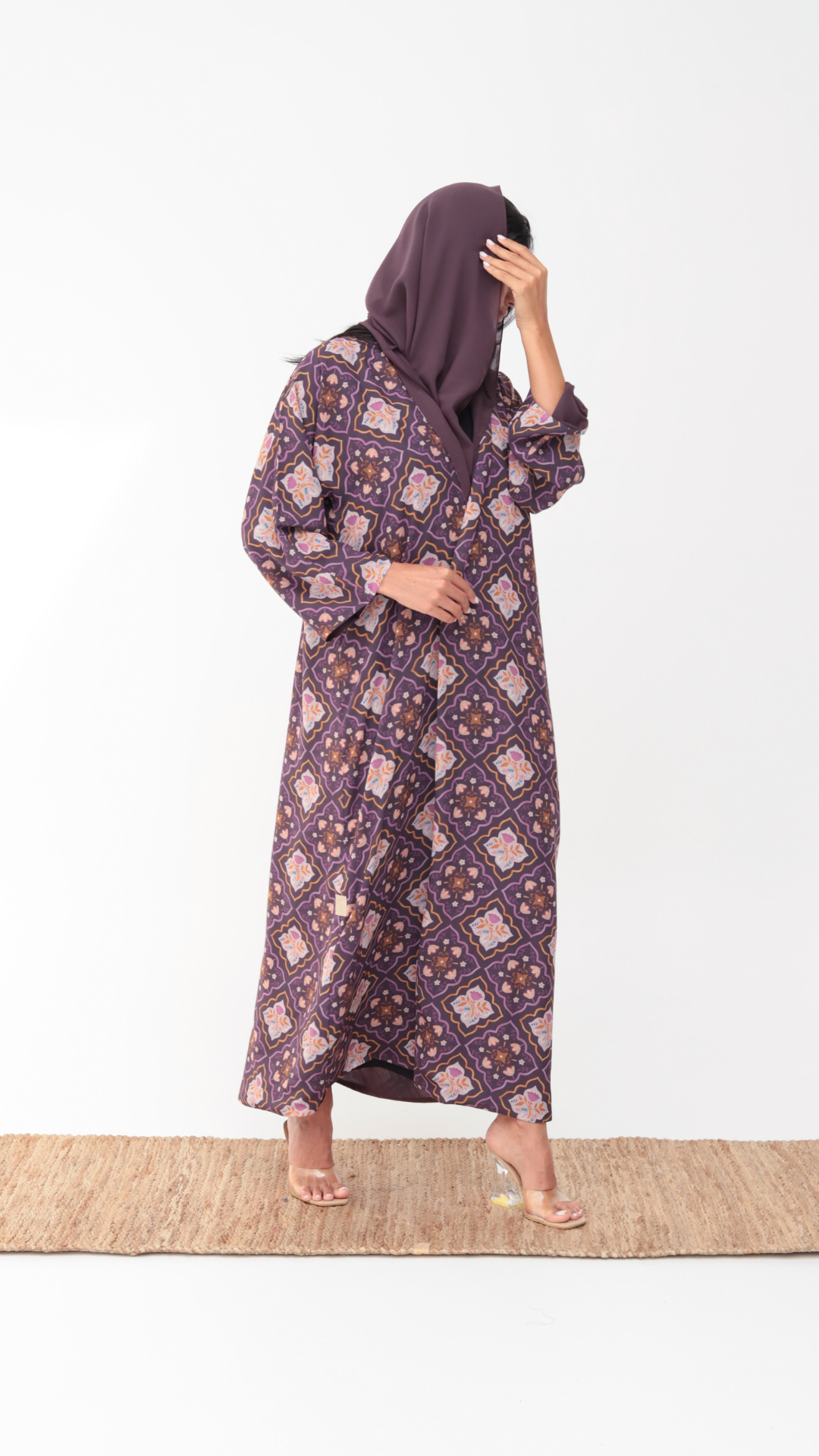 Basic Arabic Prints Reversible ( Purple Abaya)