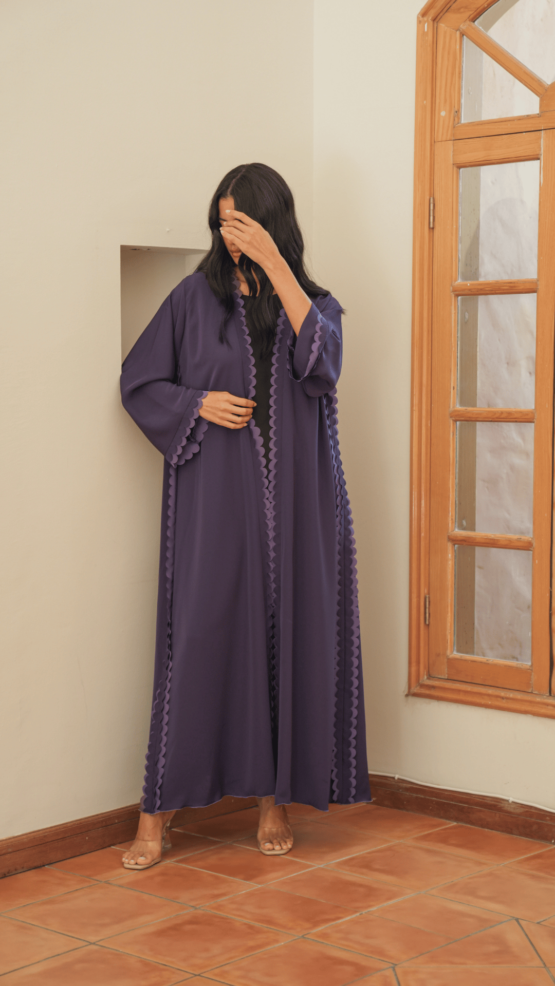 Basic Circles (Light/dark Purple Abaya) - BasicAbaya