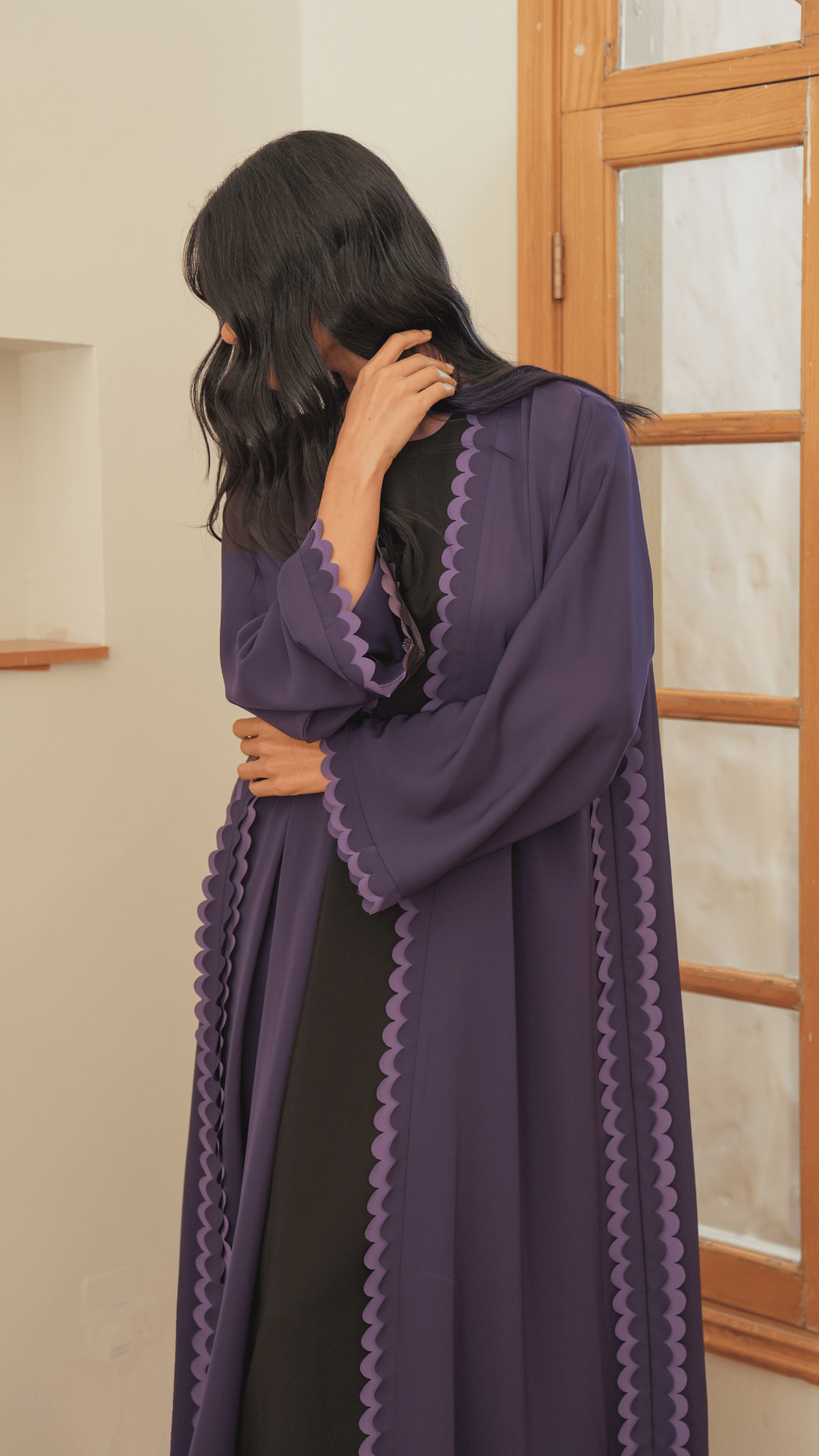 Basic Circles (Light/dark Purple Abaya) - BasicAbaya