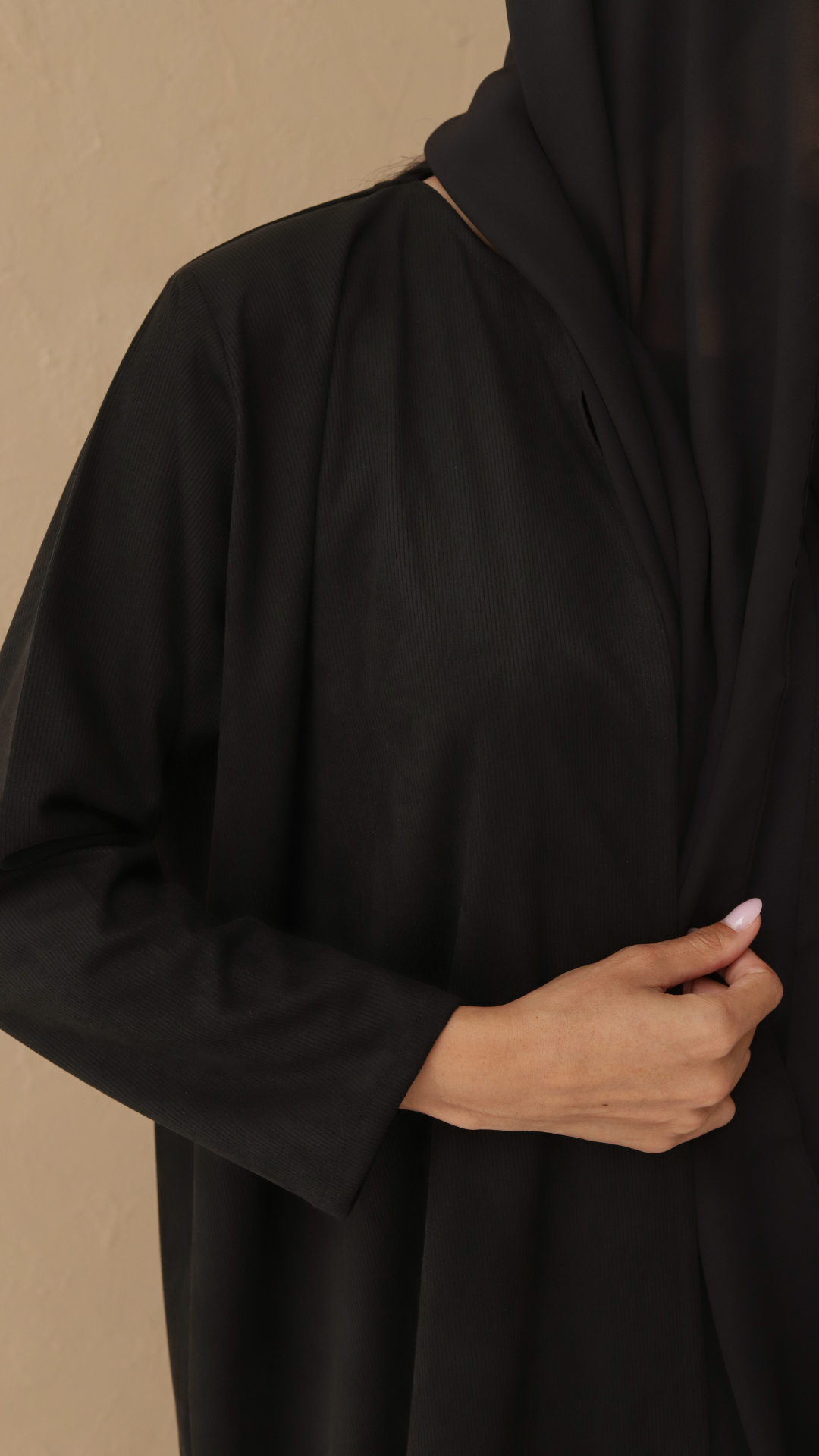 Basic Suede Corduory (Black Abaya) - BasicAbaya
