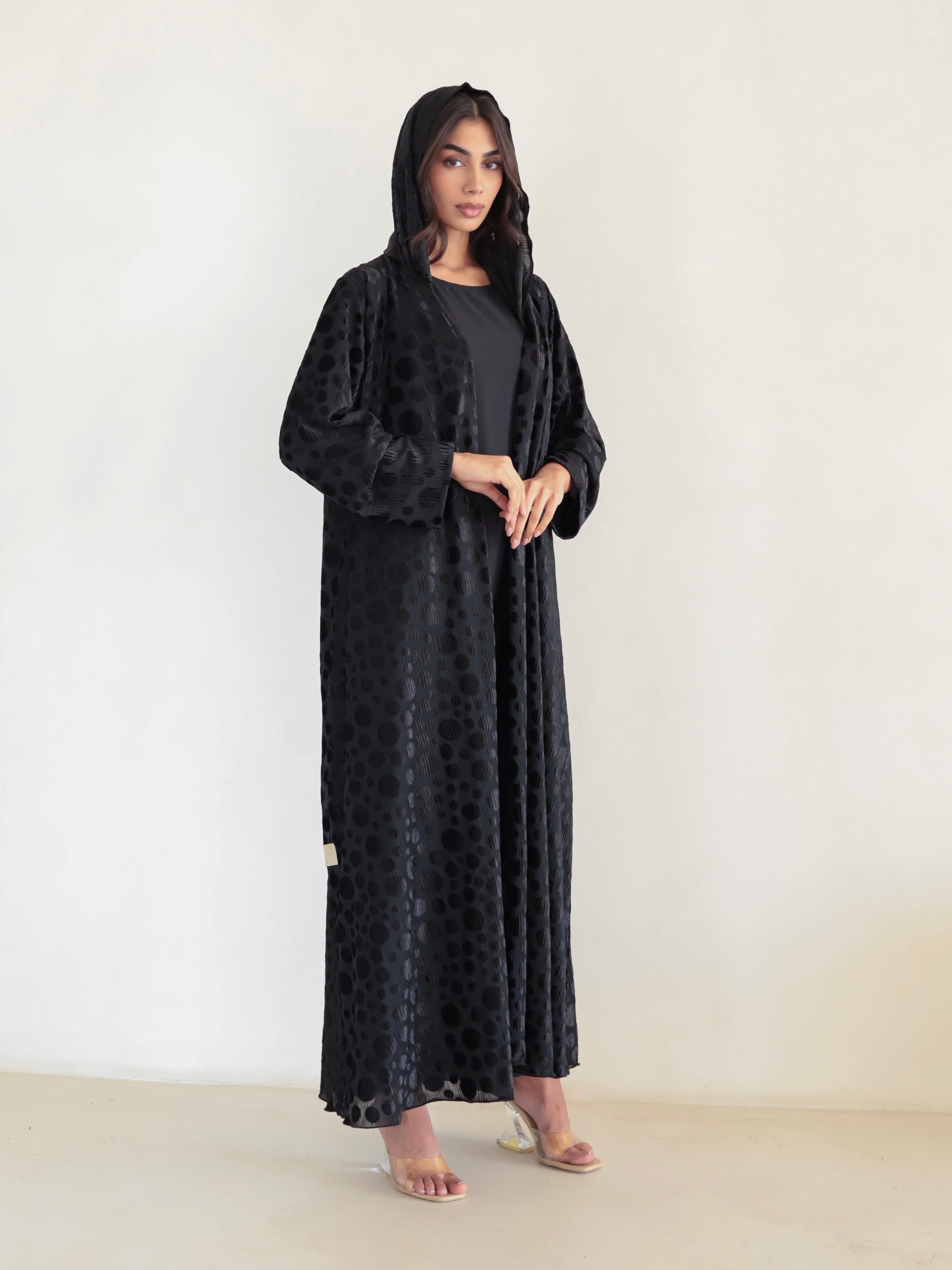 Basic Velvet Chiffon (Polka Black Abaya)