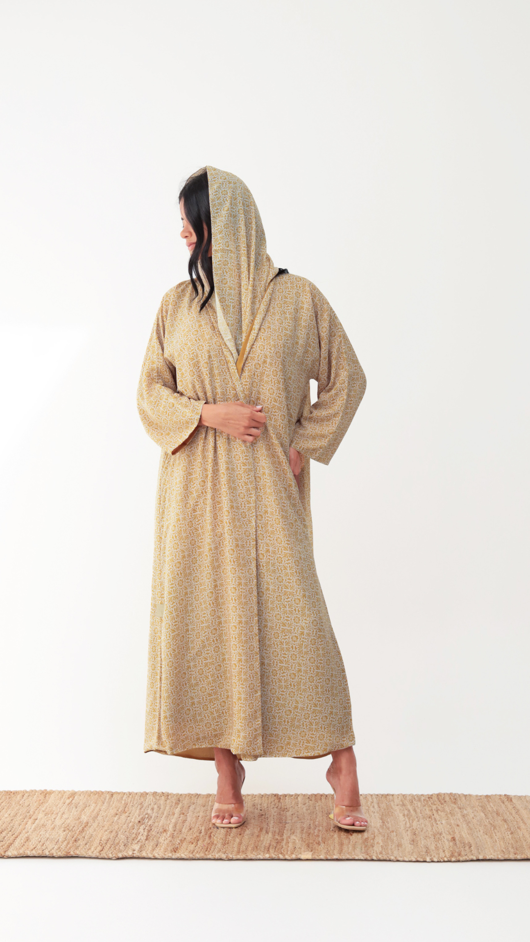 Basic Arabic Prints Reversible ( Yellow Abaya)