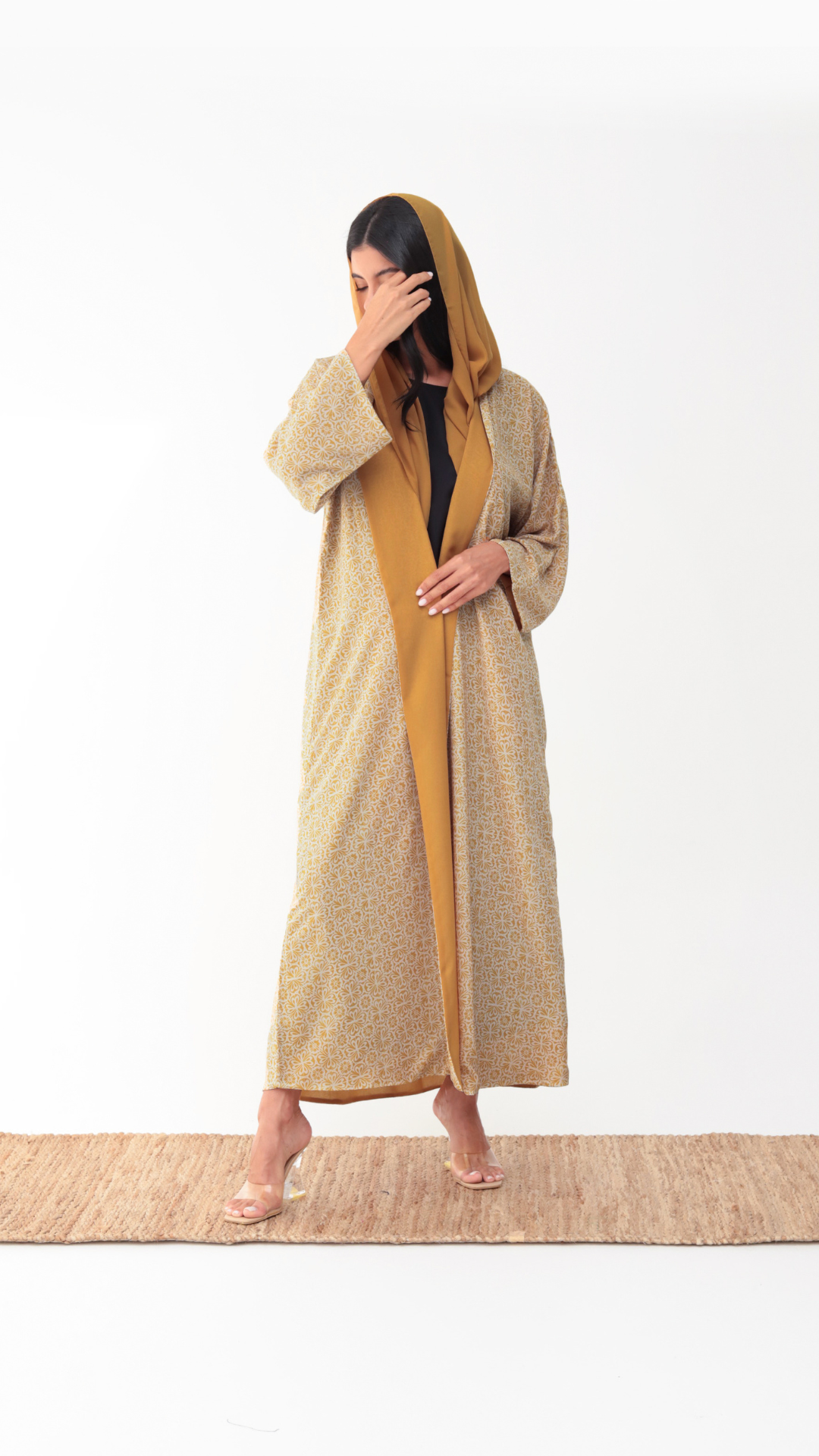 Basic Arabic Prints Reversible ( Yellow Abaya)