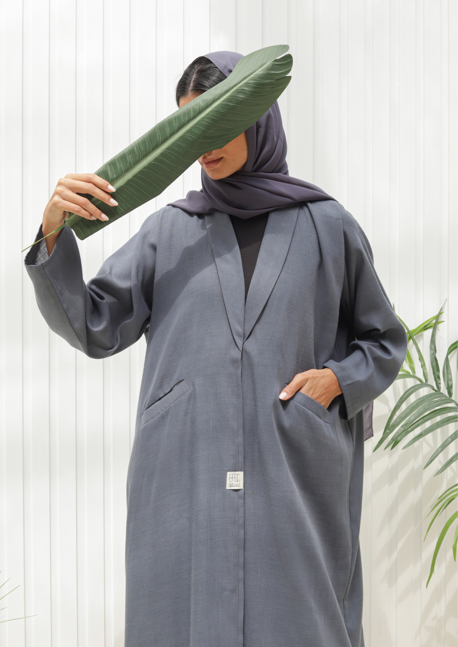 Basic Linen (Greyish Blue Abaya) - BasicAbaya