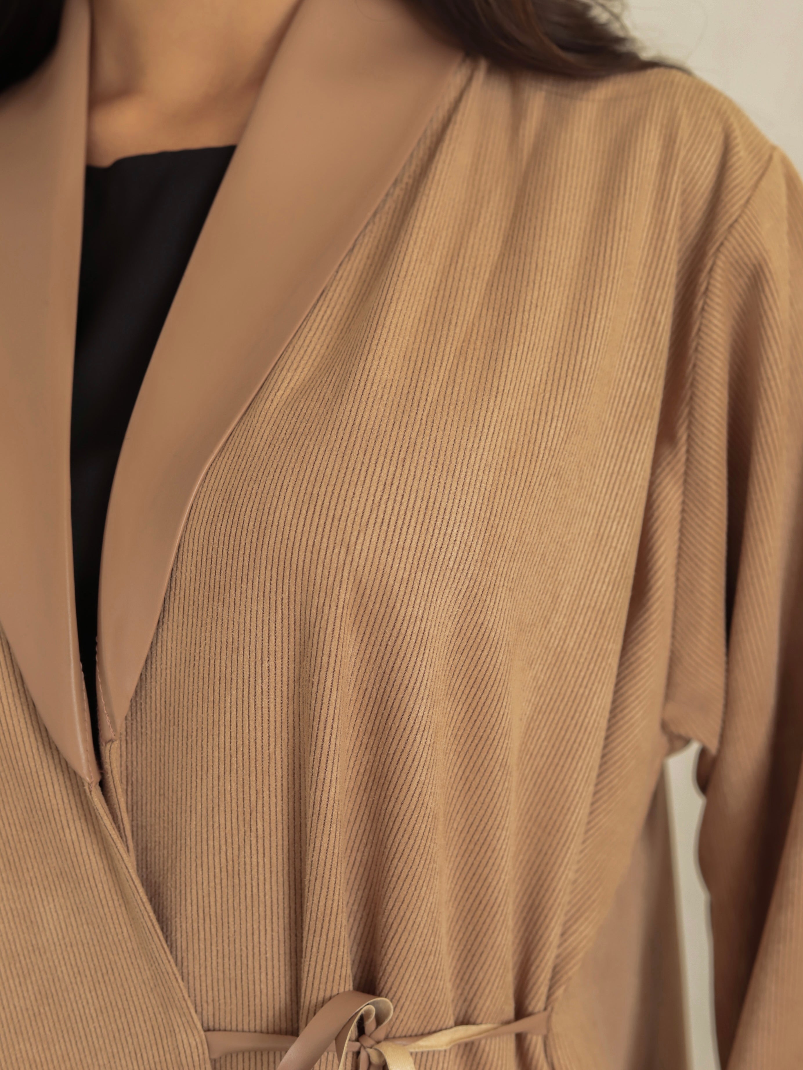 Basic Corduroy Leather (Beige Abaya)