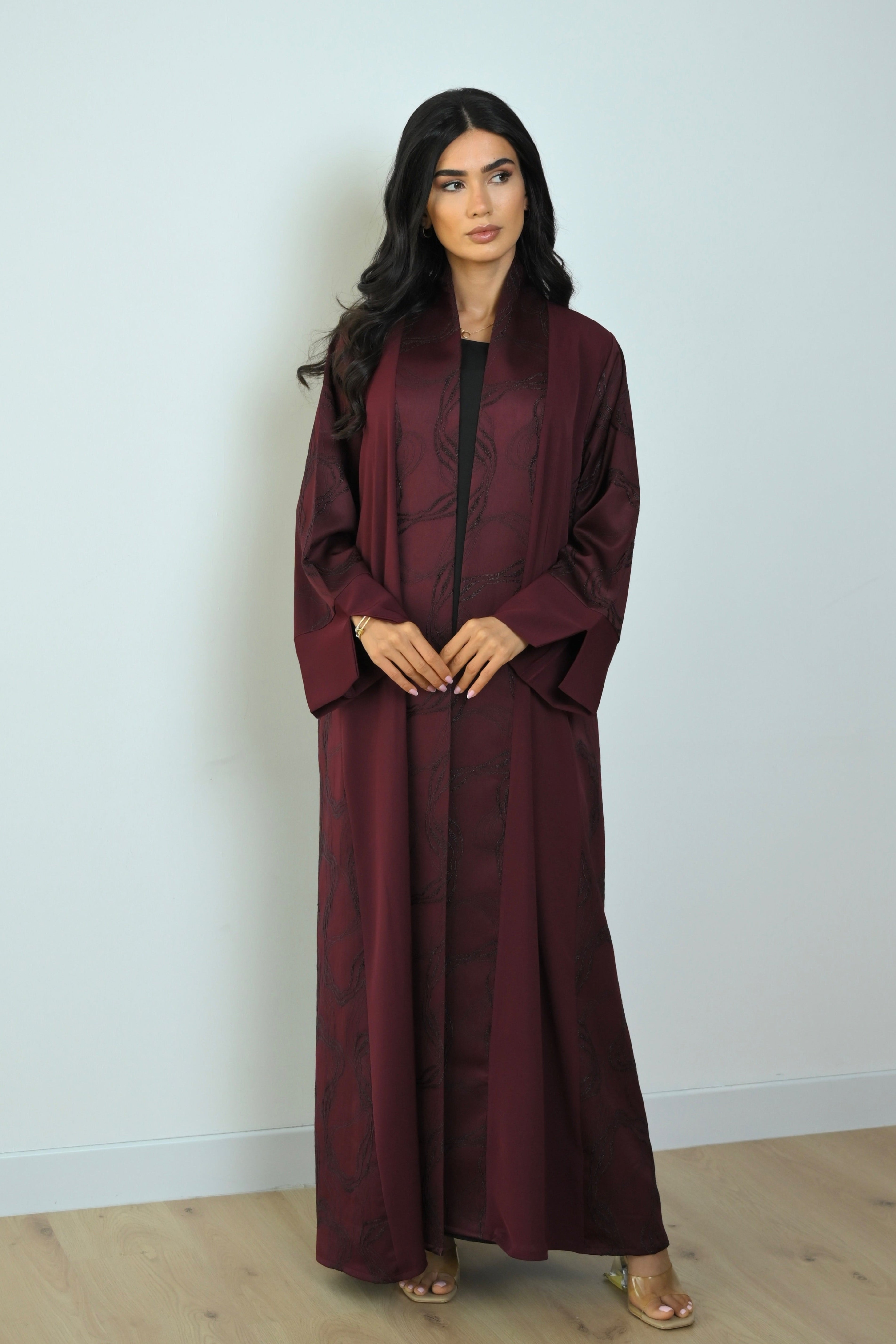 Basic Nada Panel (Maroon Abaya) - BasicAbaya