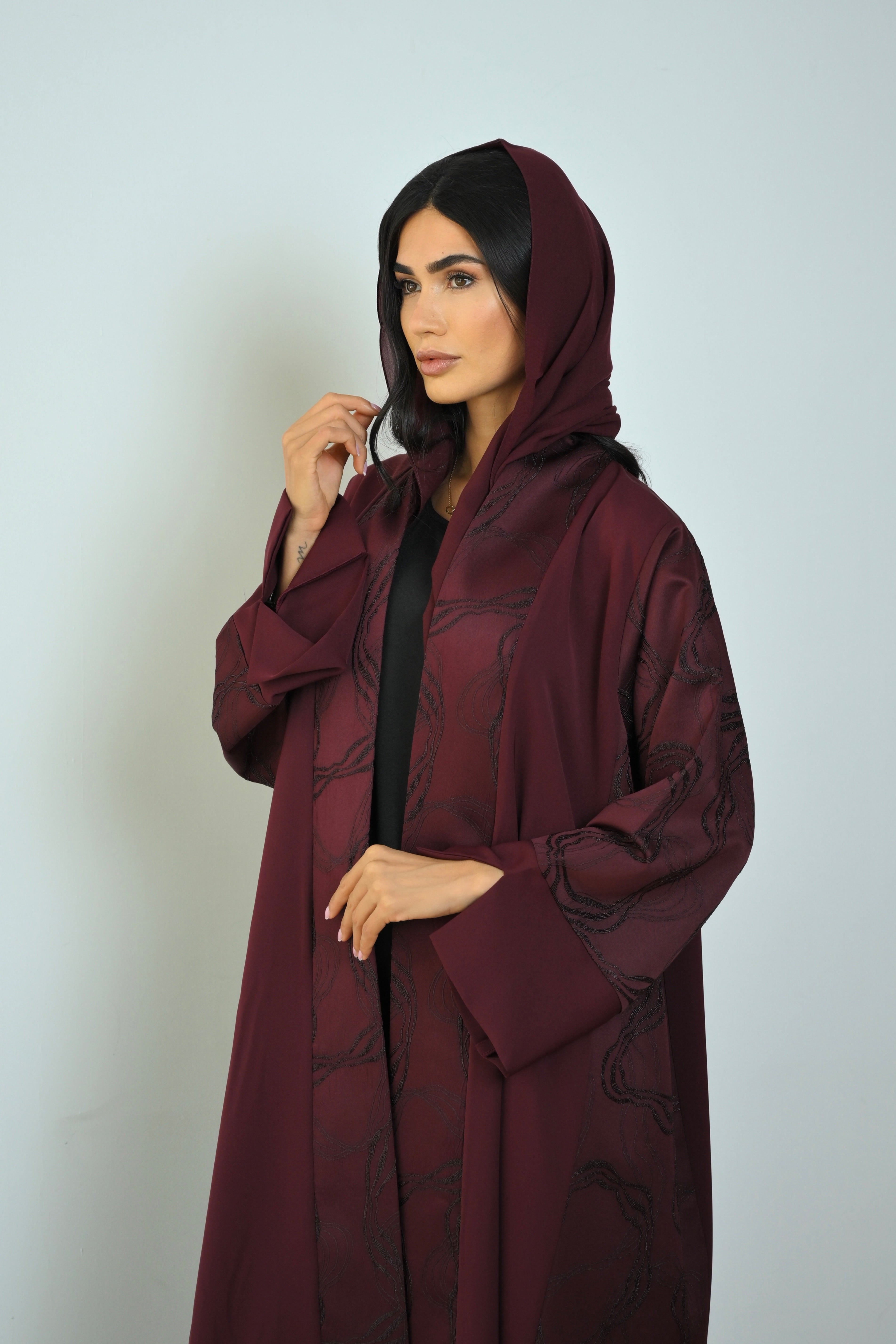 Basic Nada Panel (Maroon Abaya) - BasicAbaya