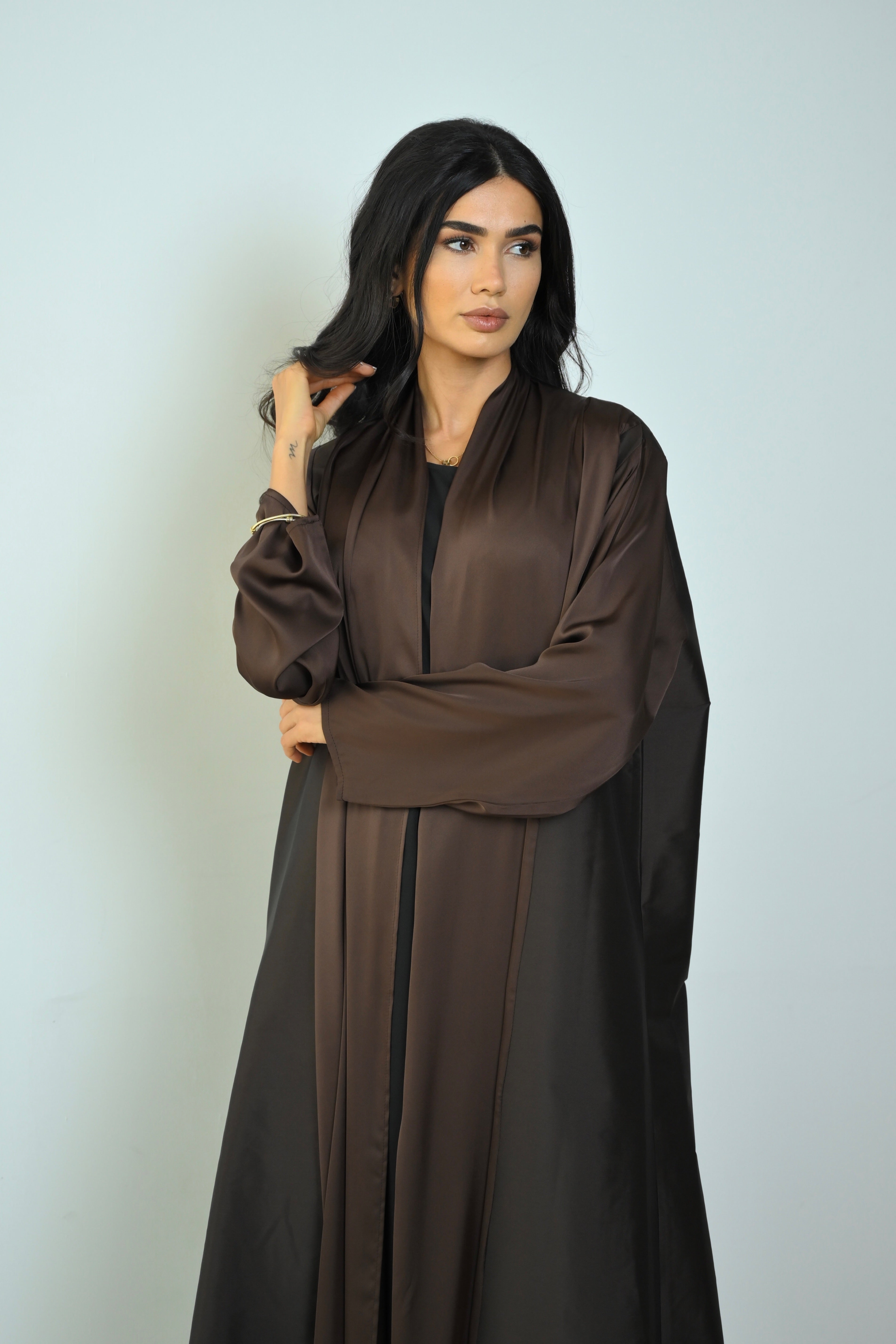Basic Tafetta (Brown Abaya) - BasicAbaya