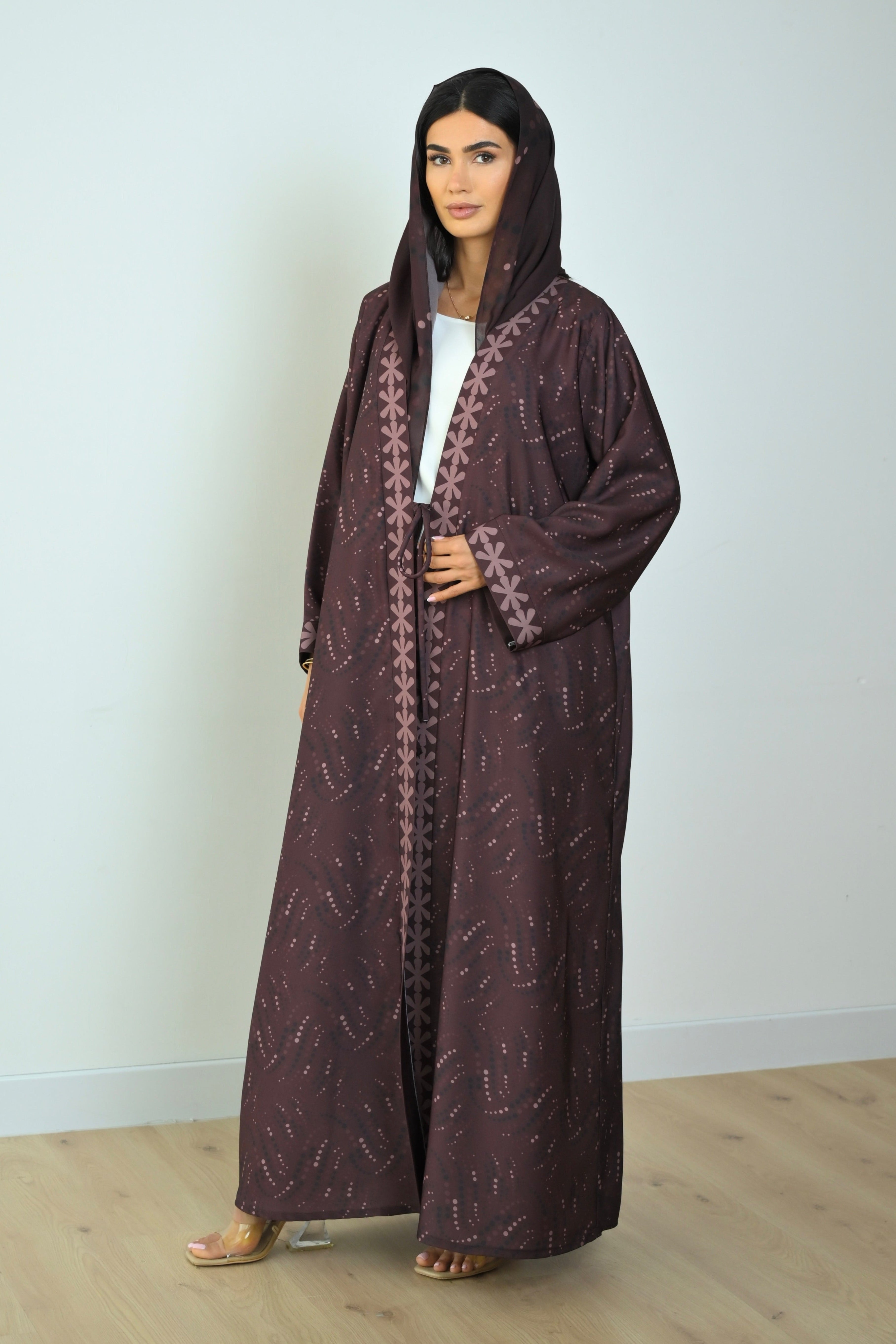 Basic Printed Polka (Brown Abaya)