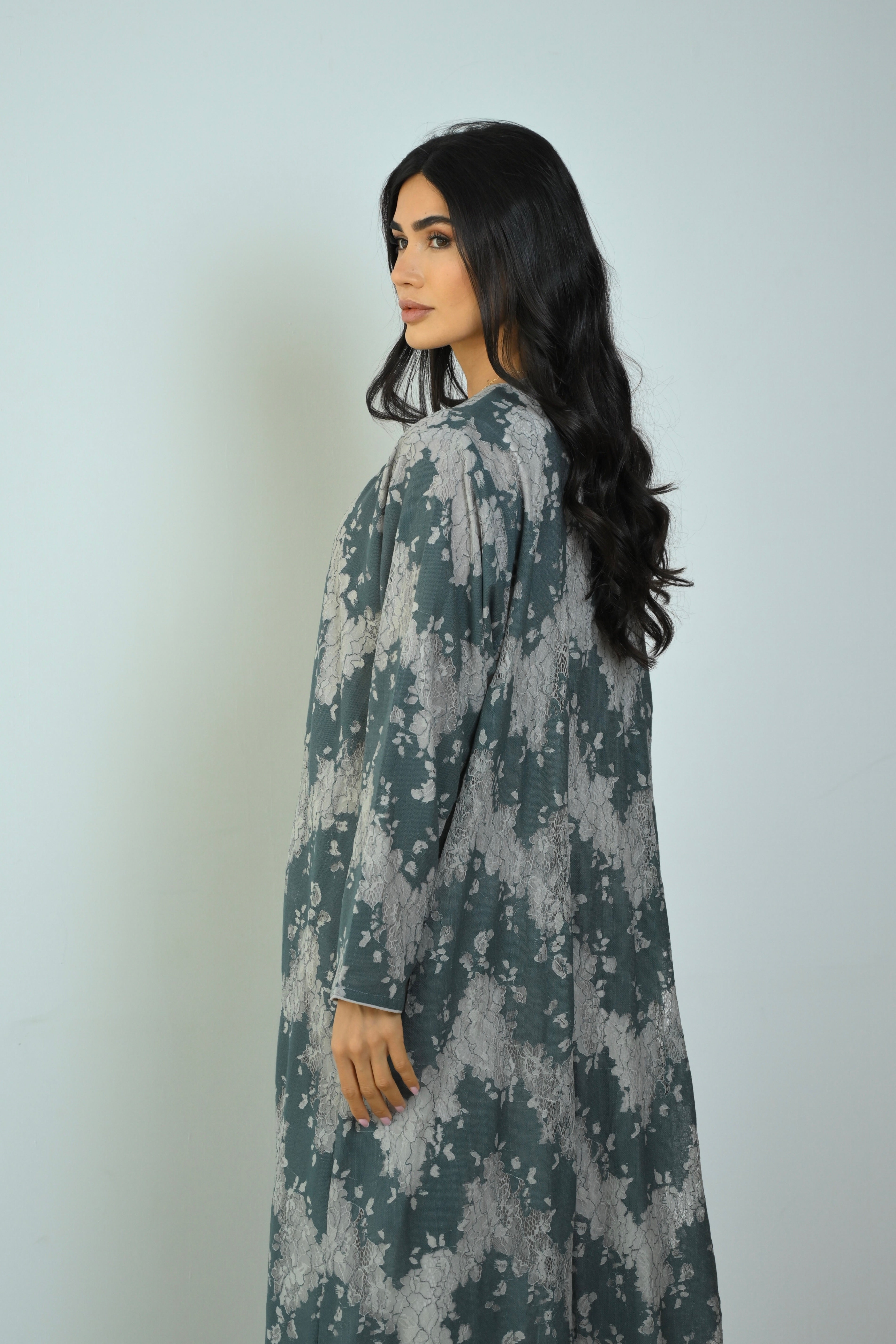 Basic Linen Dantel (Teal Abaya) - BasicAbaya