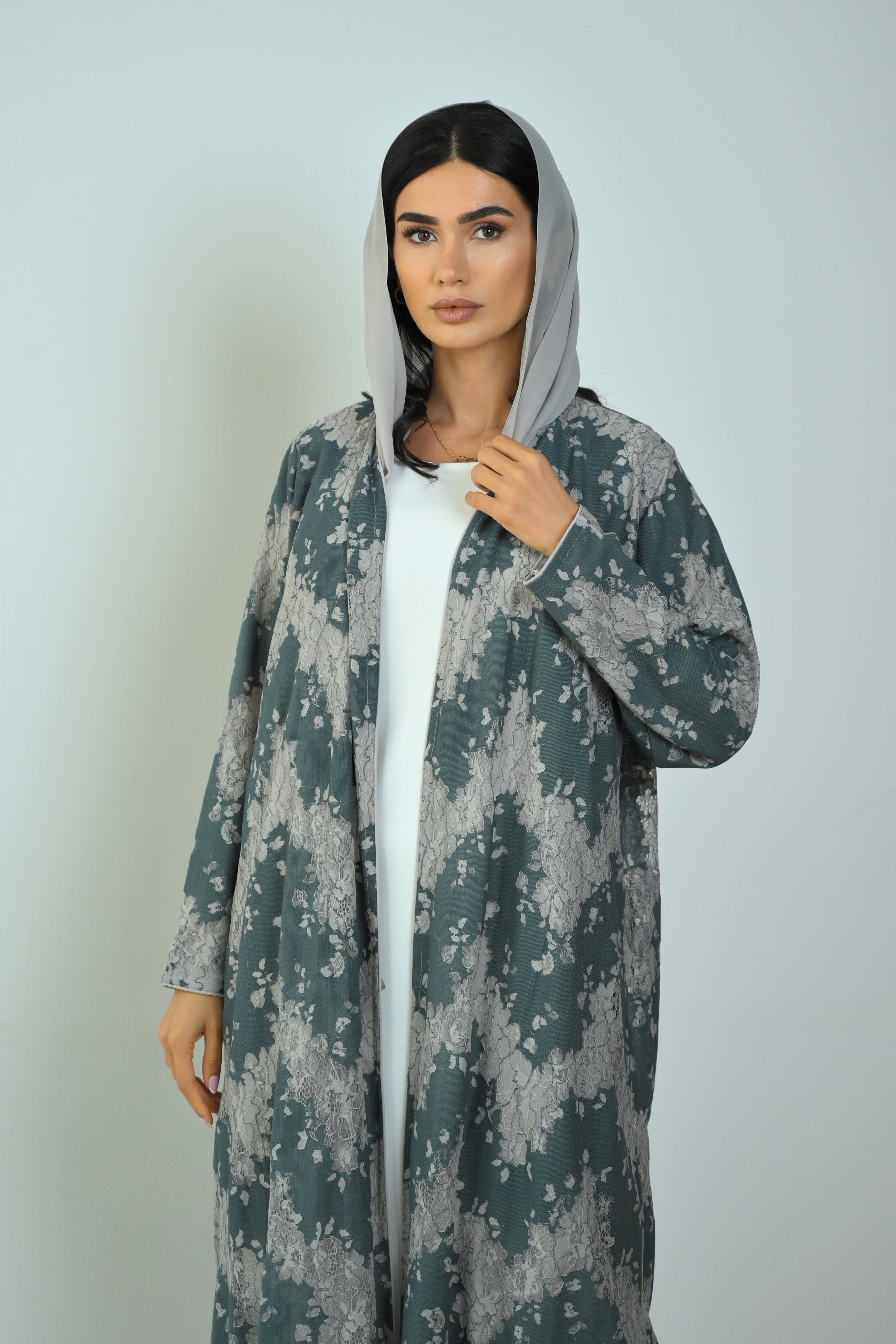 Basic Linen Dantel (Teal Abaya) - BasicAbaya