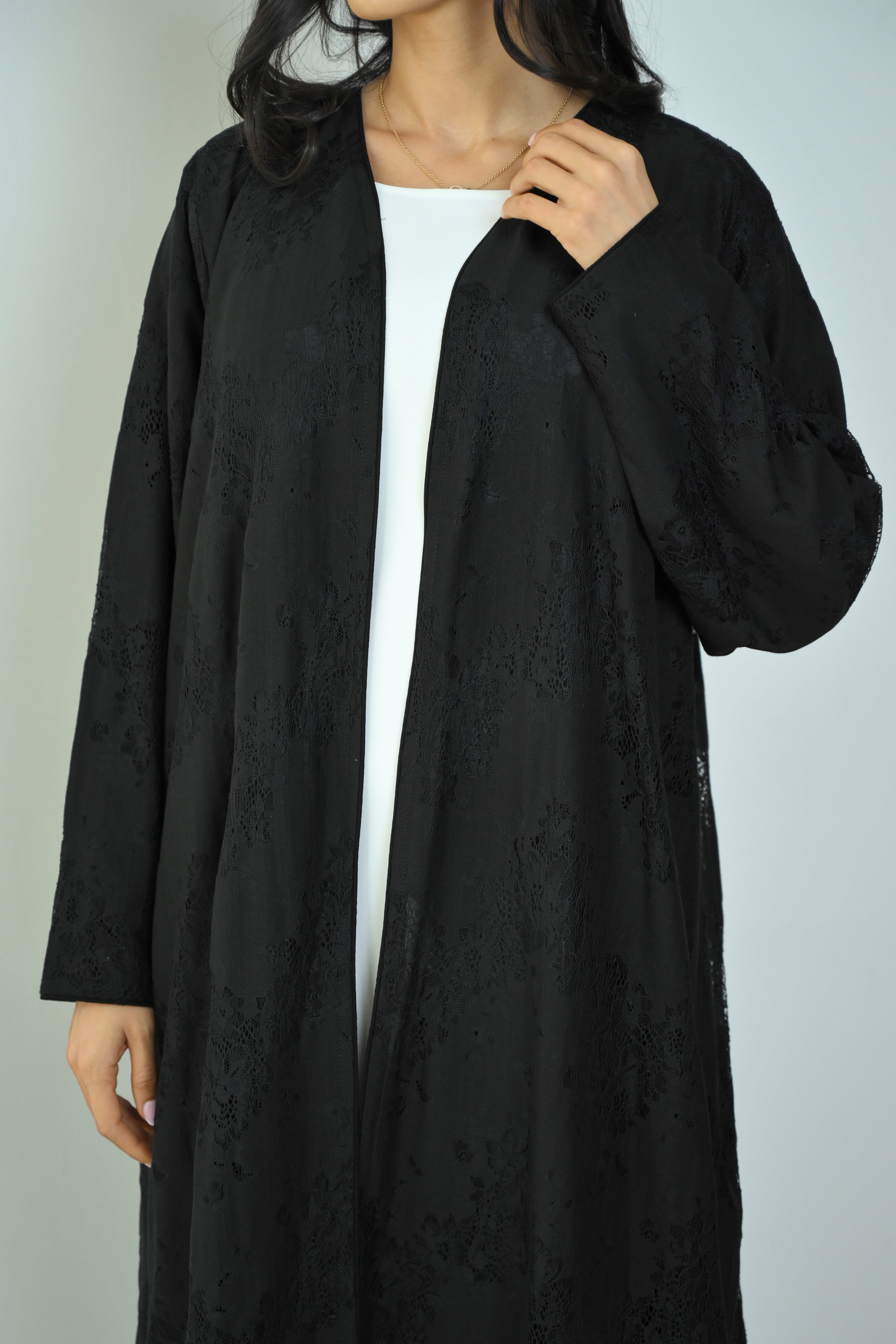 Basic Linen Dantel (Black Abaya) - BasicAbaya