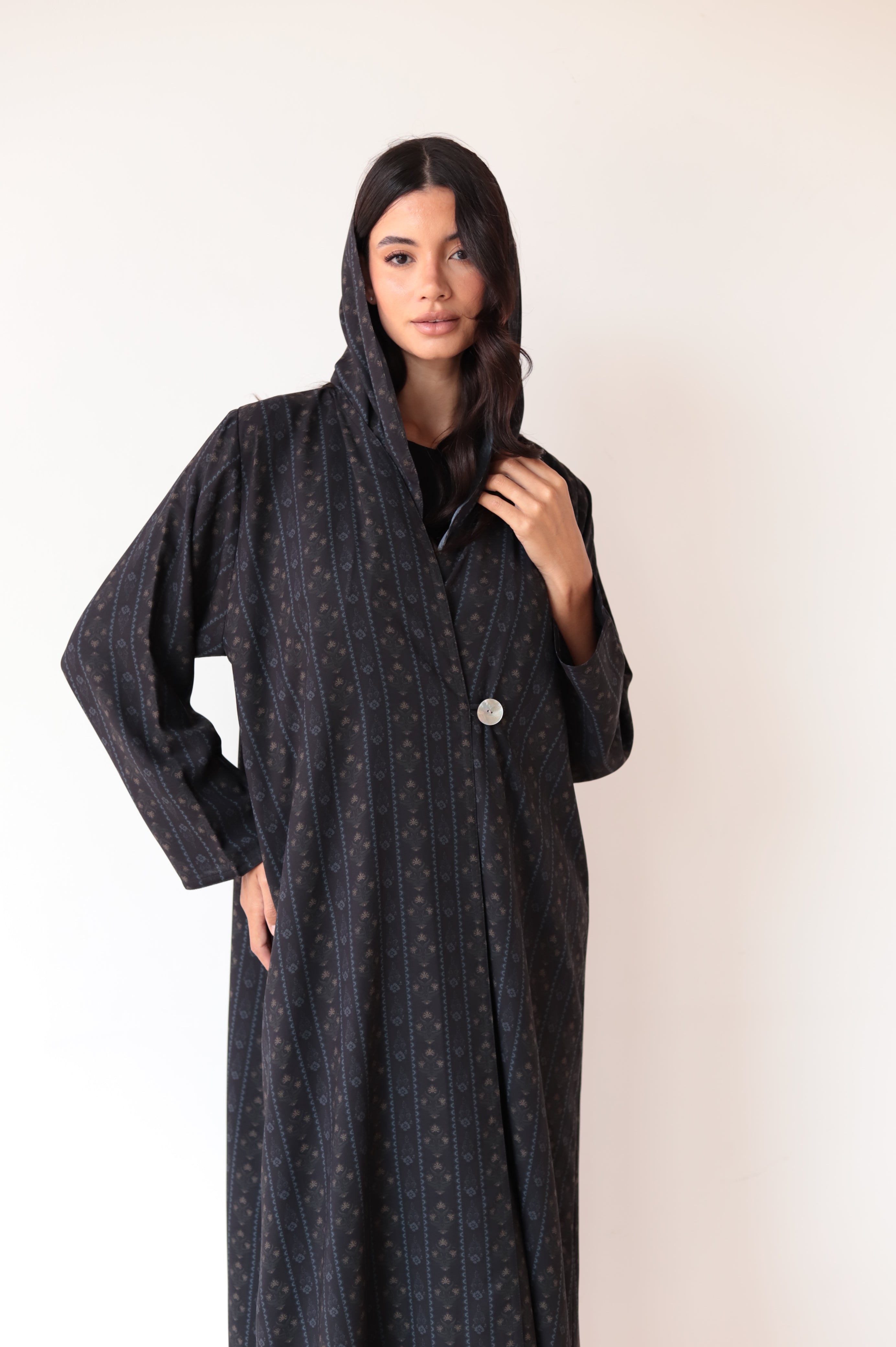 Basic Printed Button (Black Abaya)