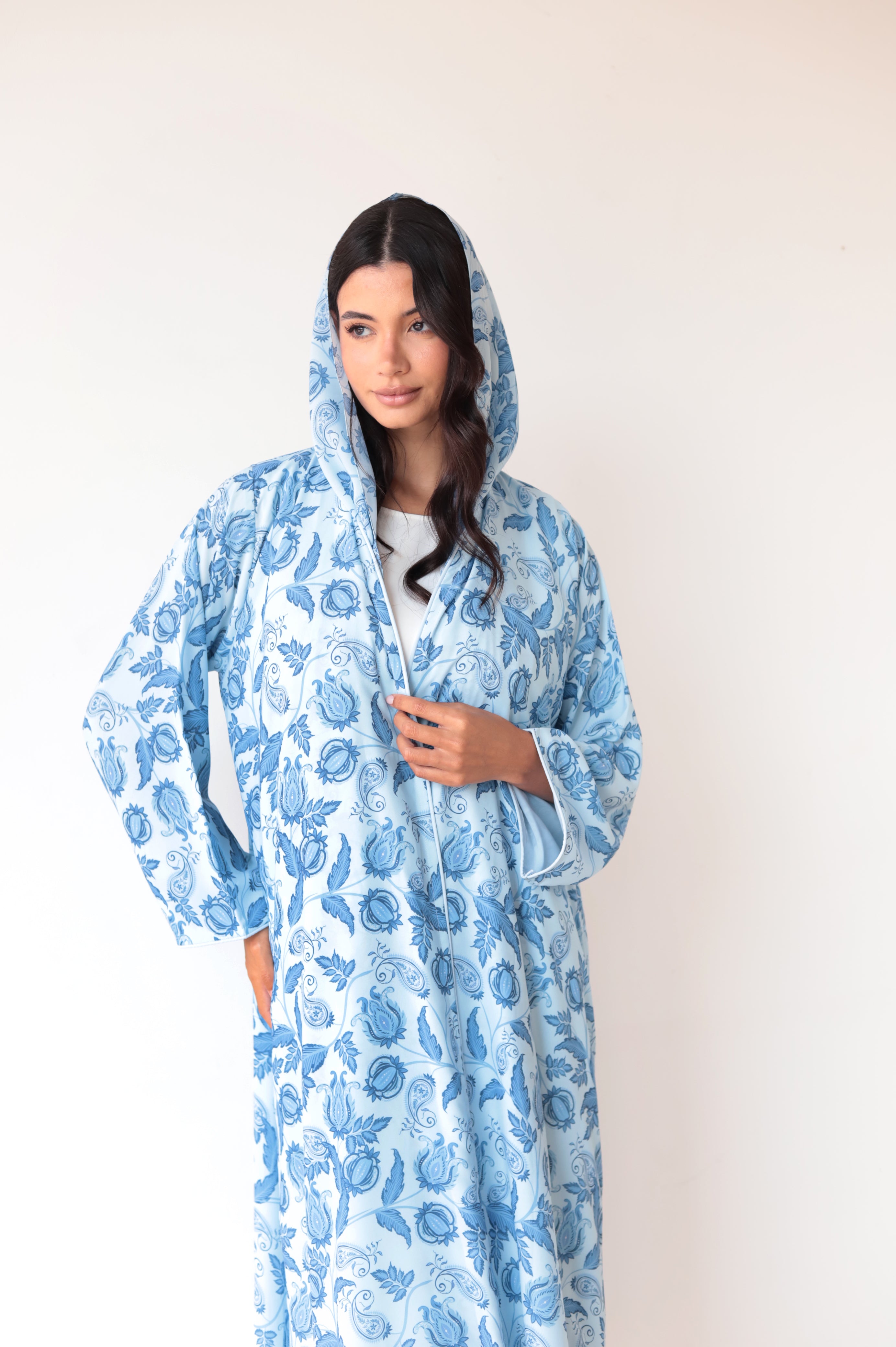 Basic Printed Paisley (Sky blue Abaya)