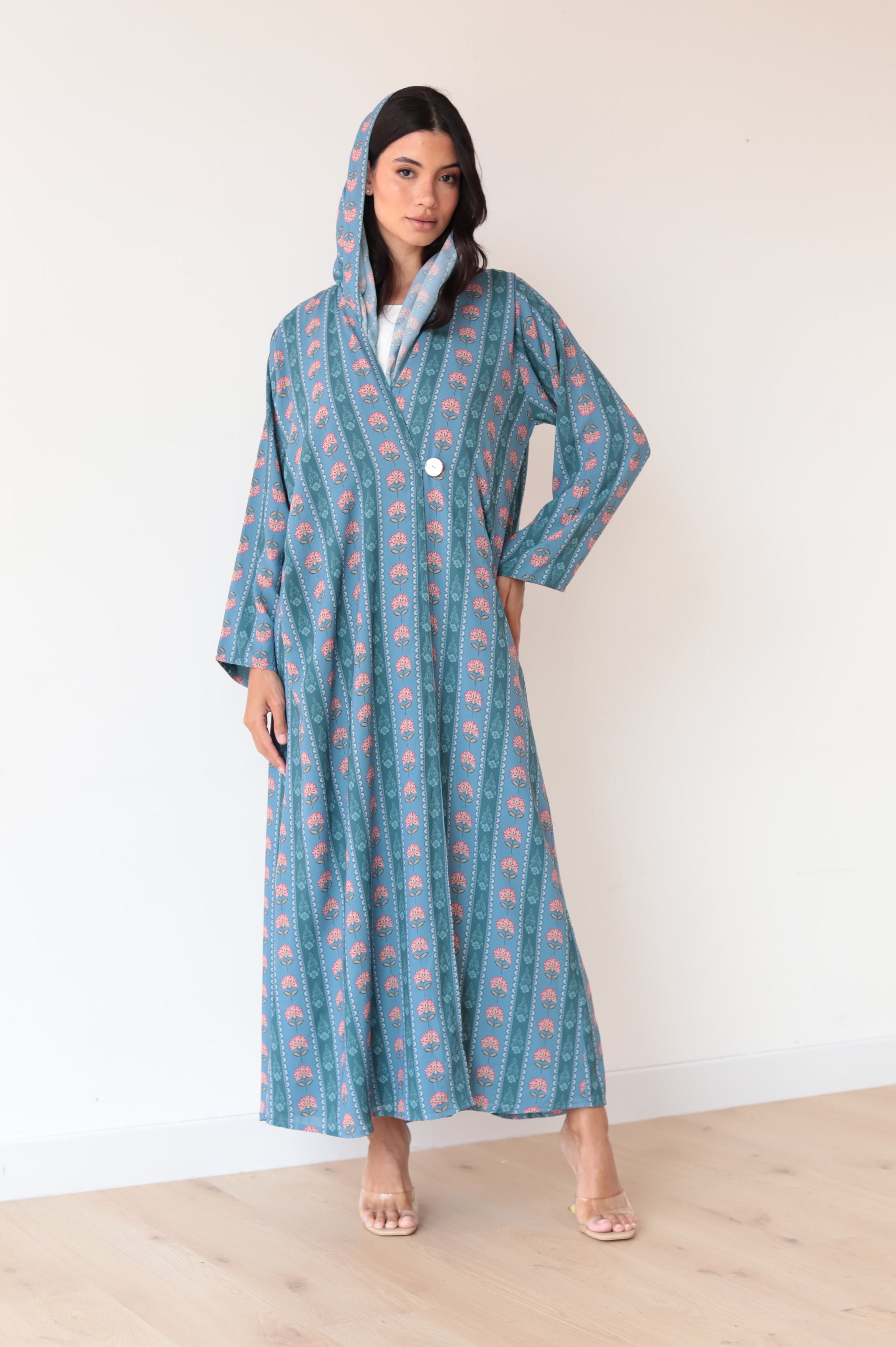 Basic Printed Button (Teal Blue Abaya)