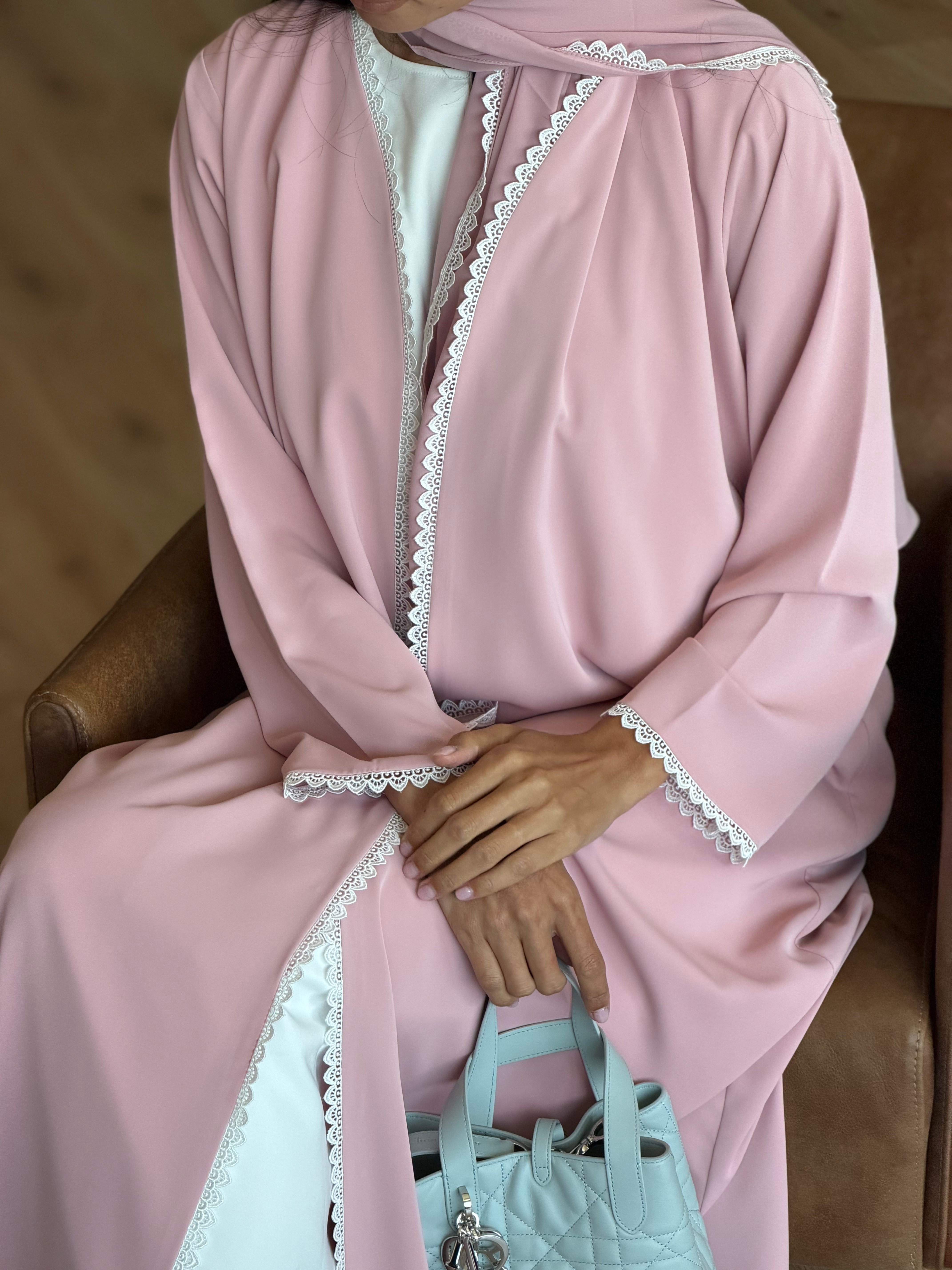 Basic Flowy Lace (Pink Abaya)