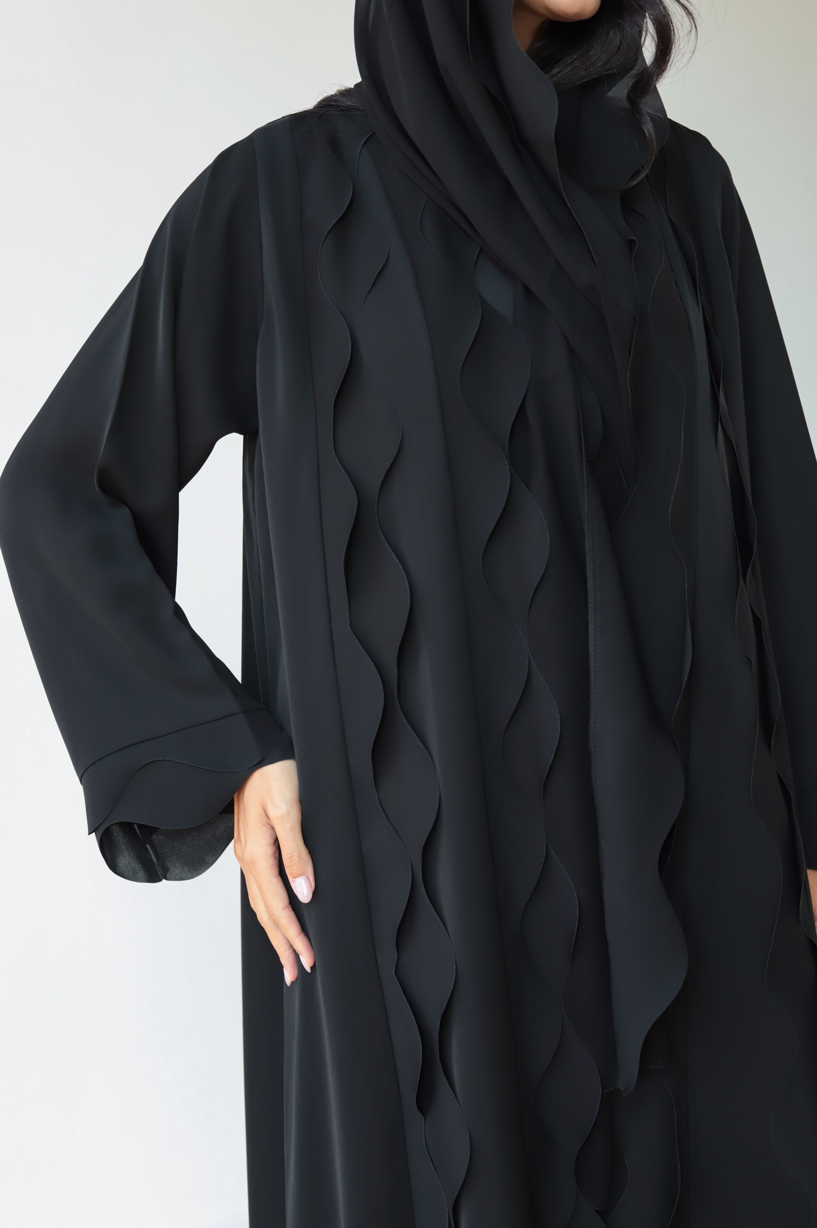 Basic Waves (Black Abaya) - BasicAbaya