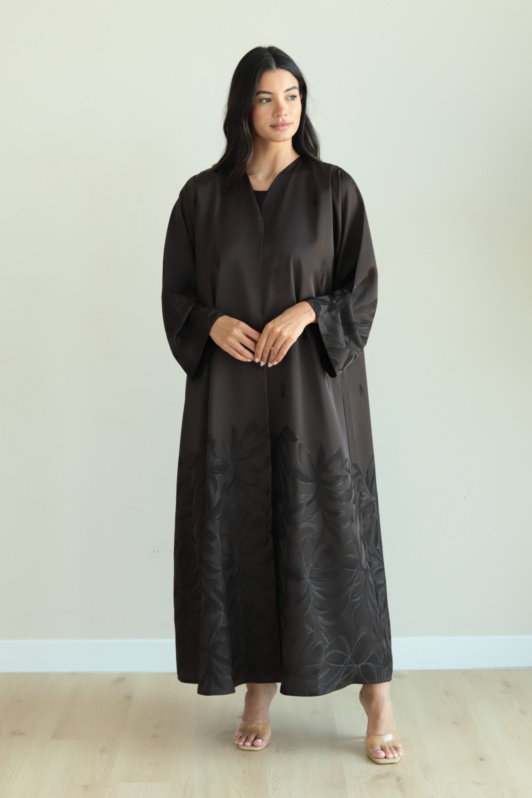 Basic Silky Flower (Brown Abaya )
