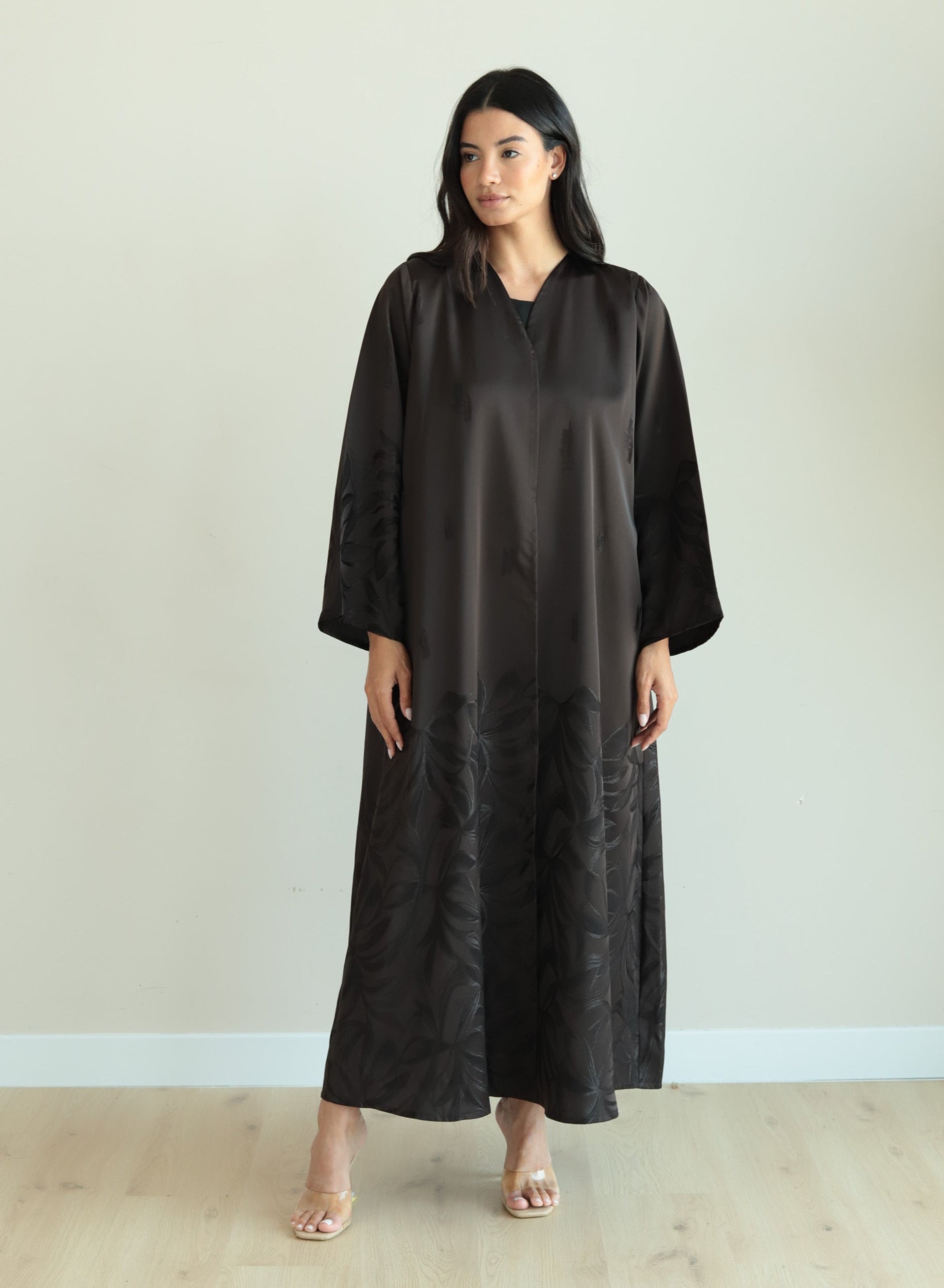 Basic Silky Flower (Brown Abaya )