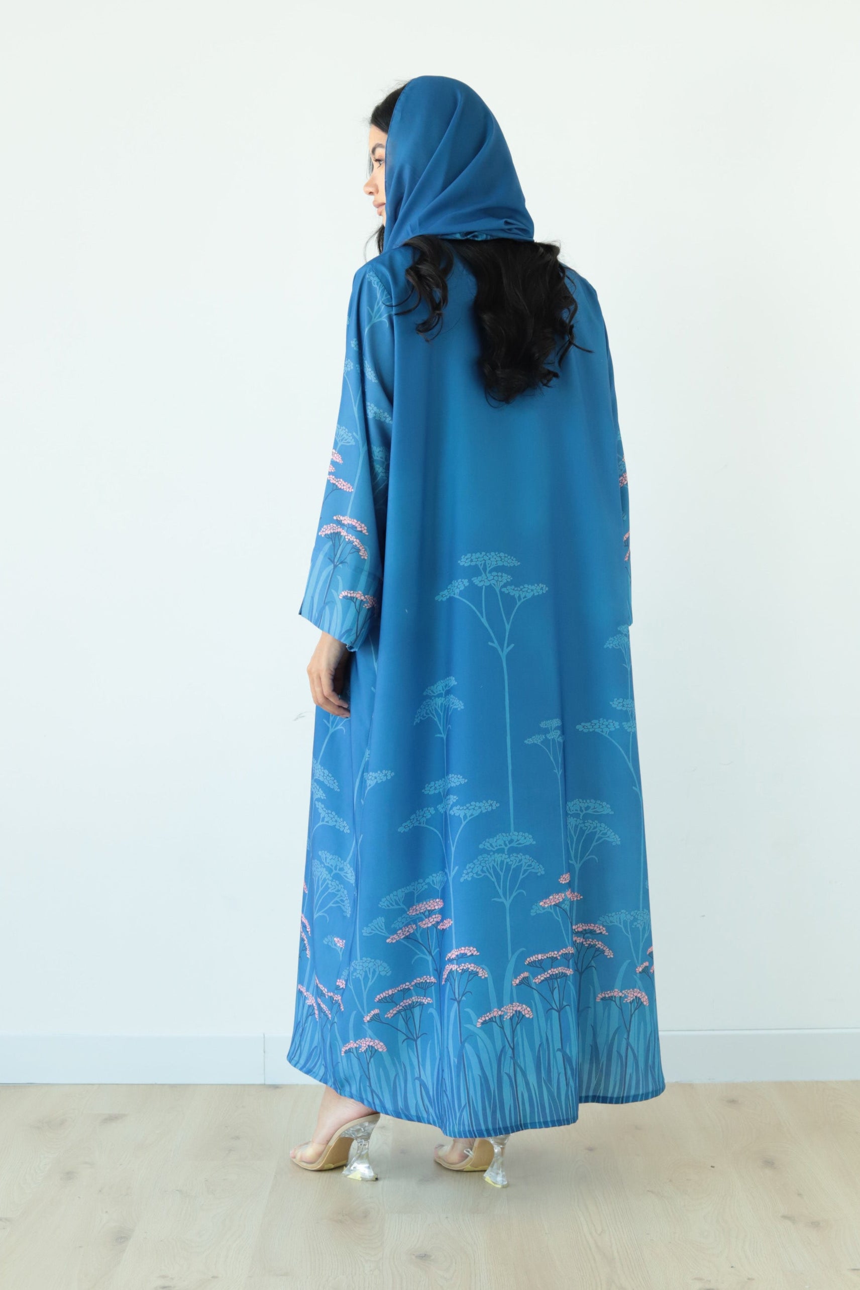 Basic Flowers - Blue Abaya