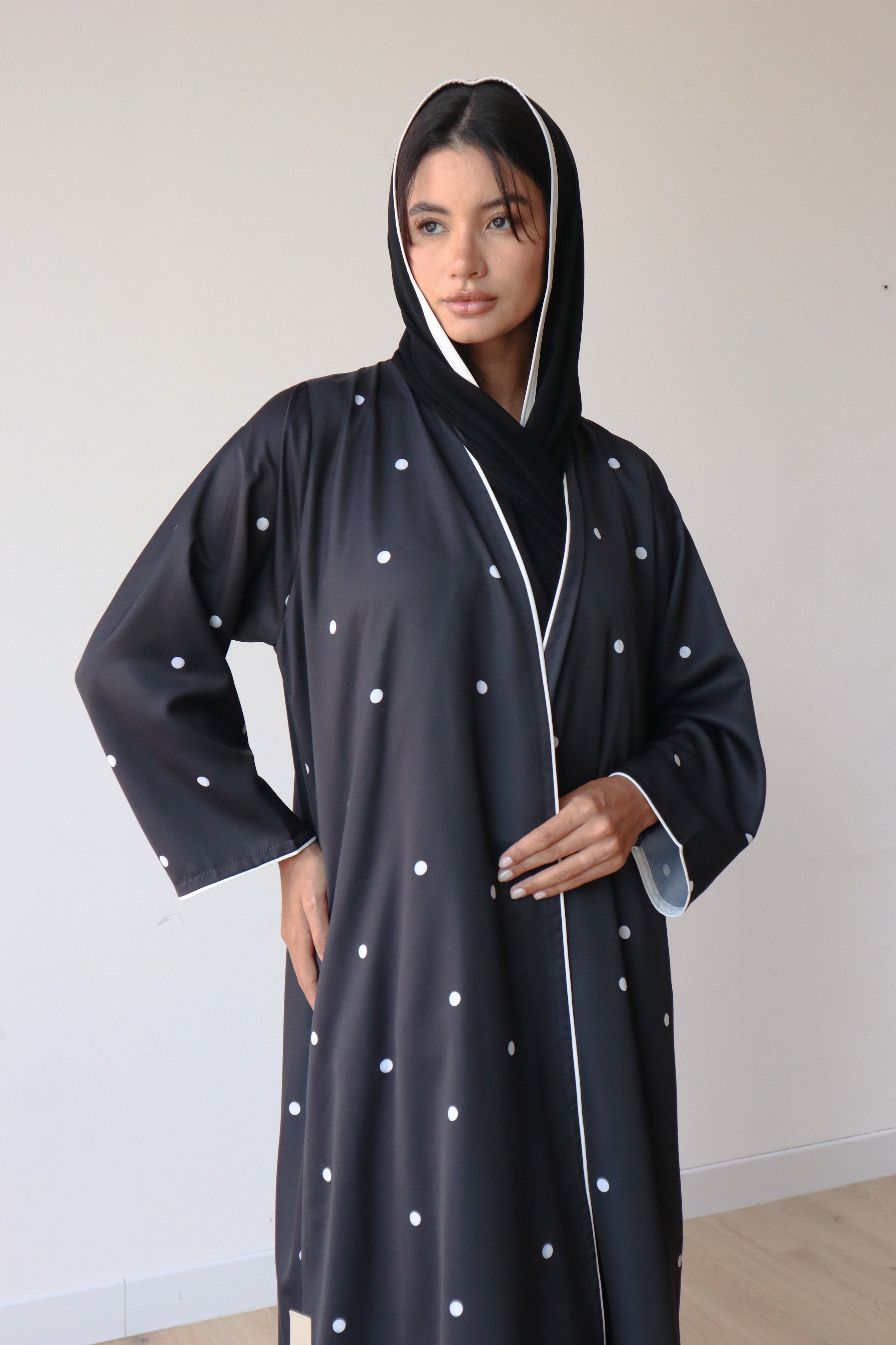 Basic Polka Dot (Black and White Abaya)