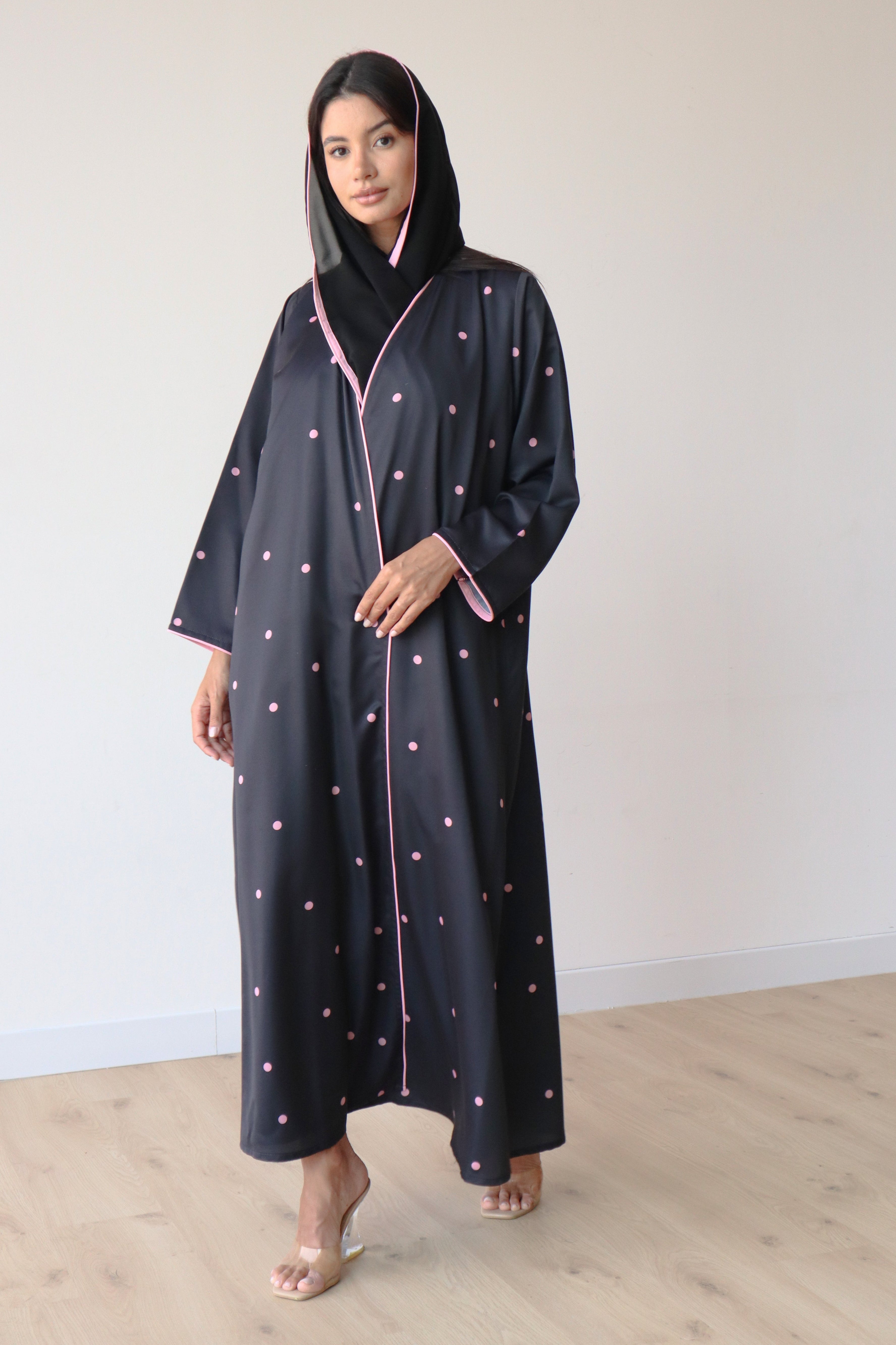 Basic Polka Dot (Black and Pink Abaya)