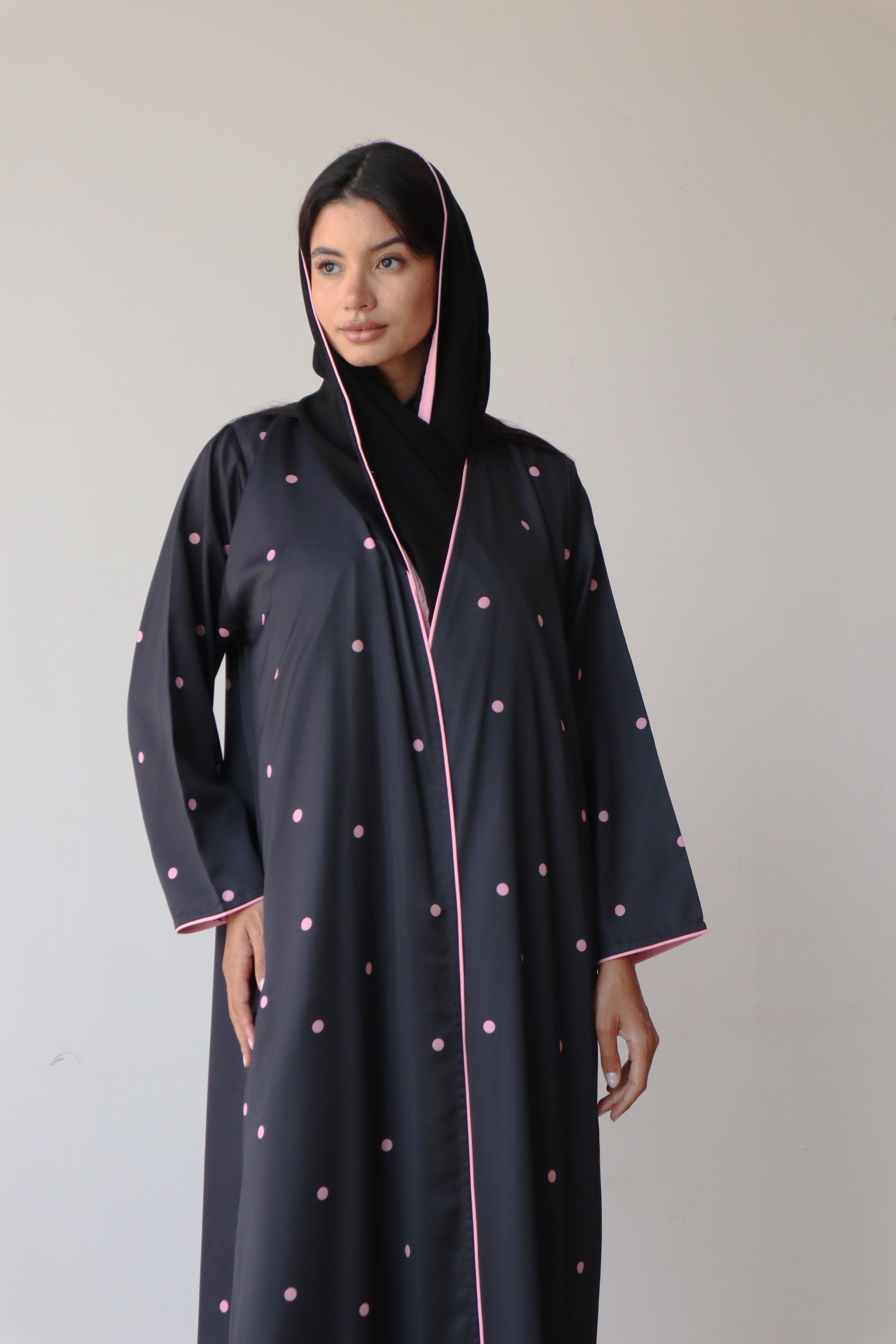 Basic Polka Dot (Black and Pink Abaya)