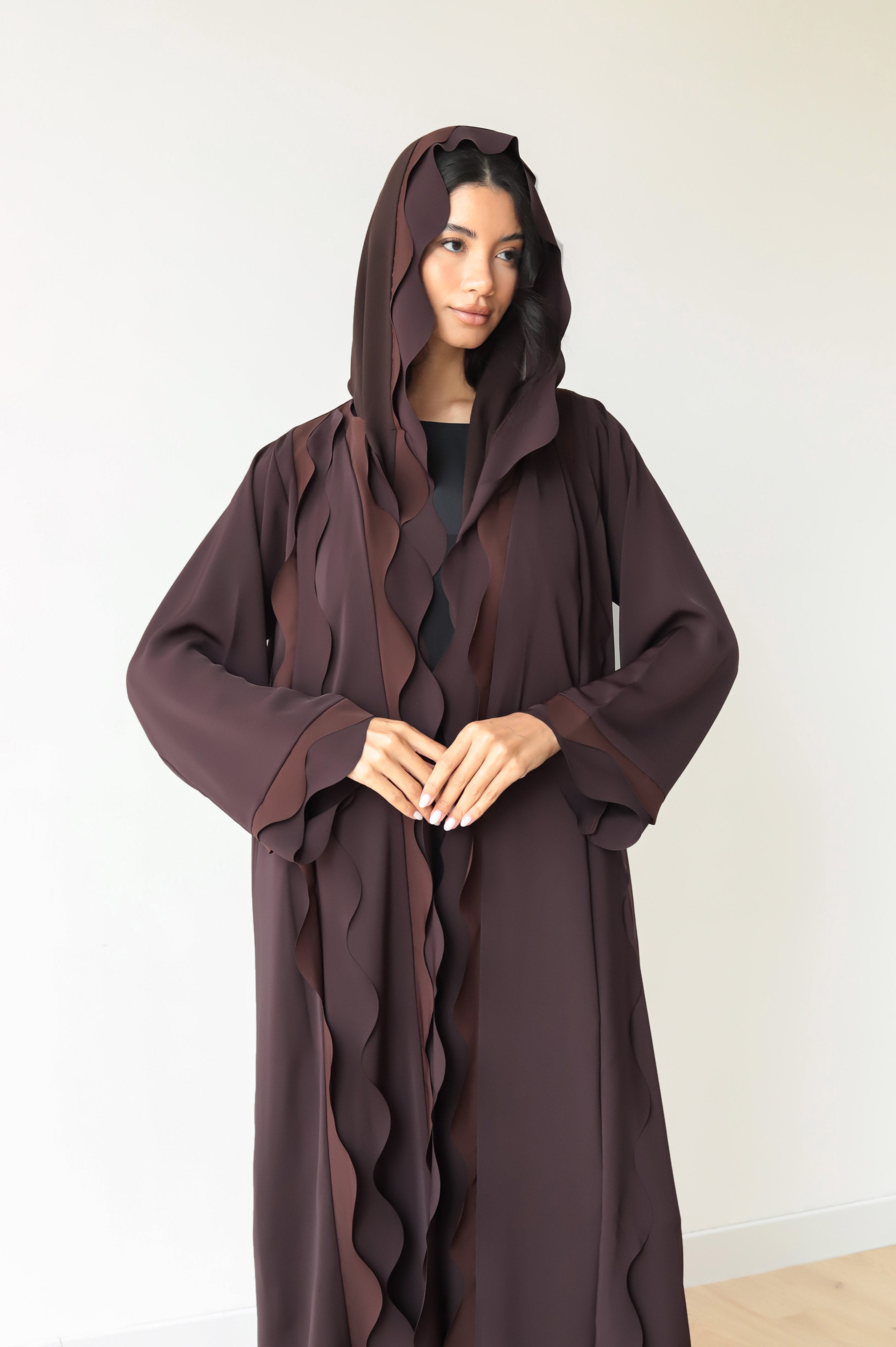 Basic Waves (Dark & Light Brown Abaya) - BasicAbaya