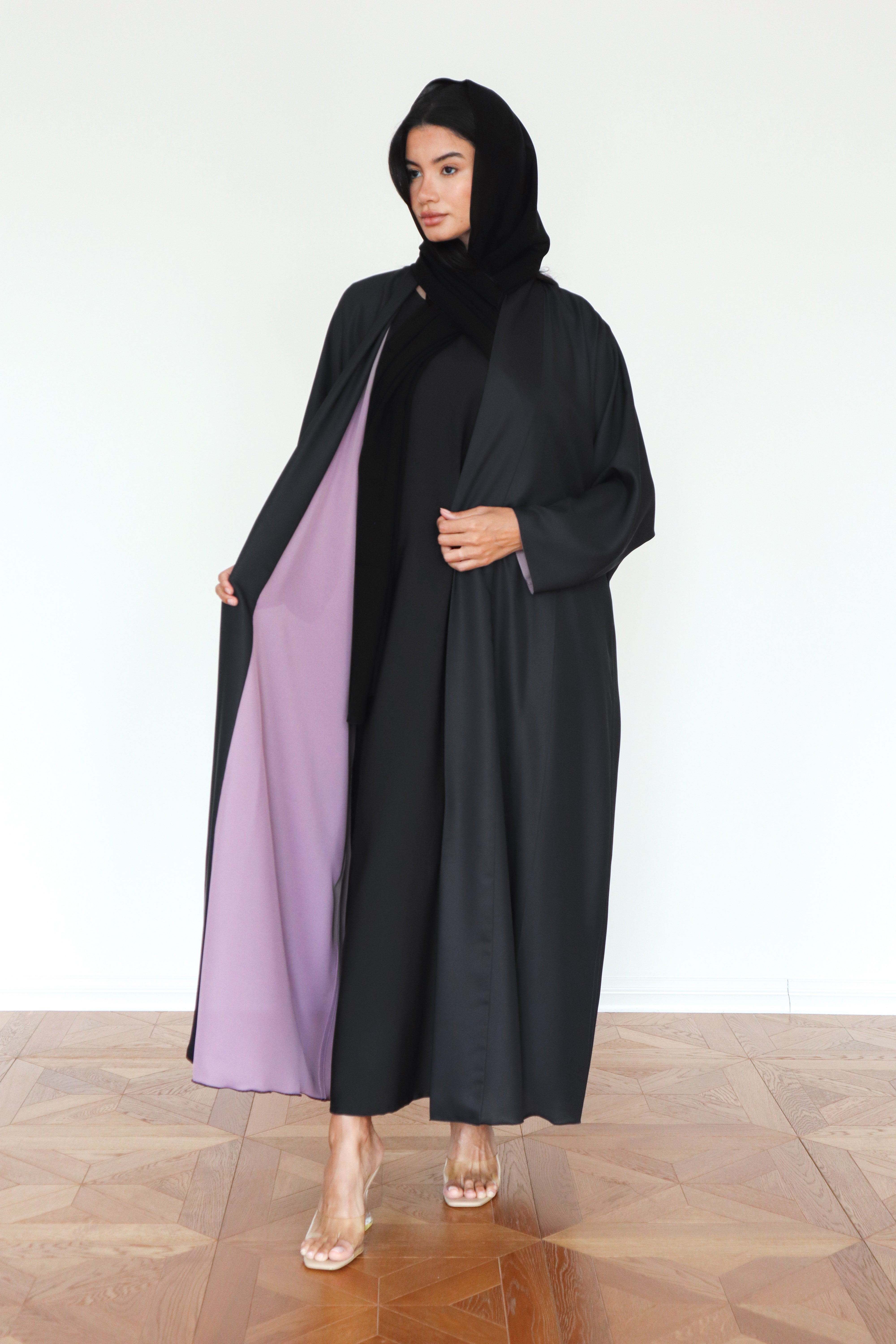 Basic Reversible half bisht (Black & Purple Abaya)
