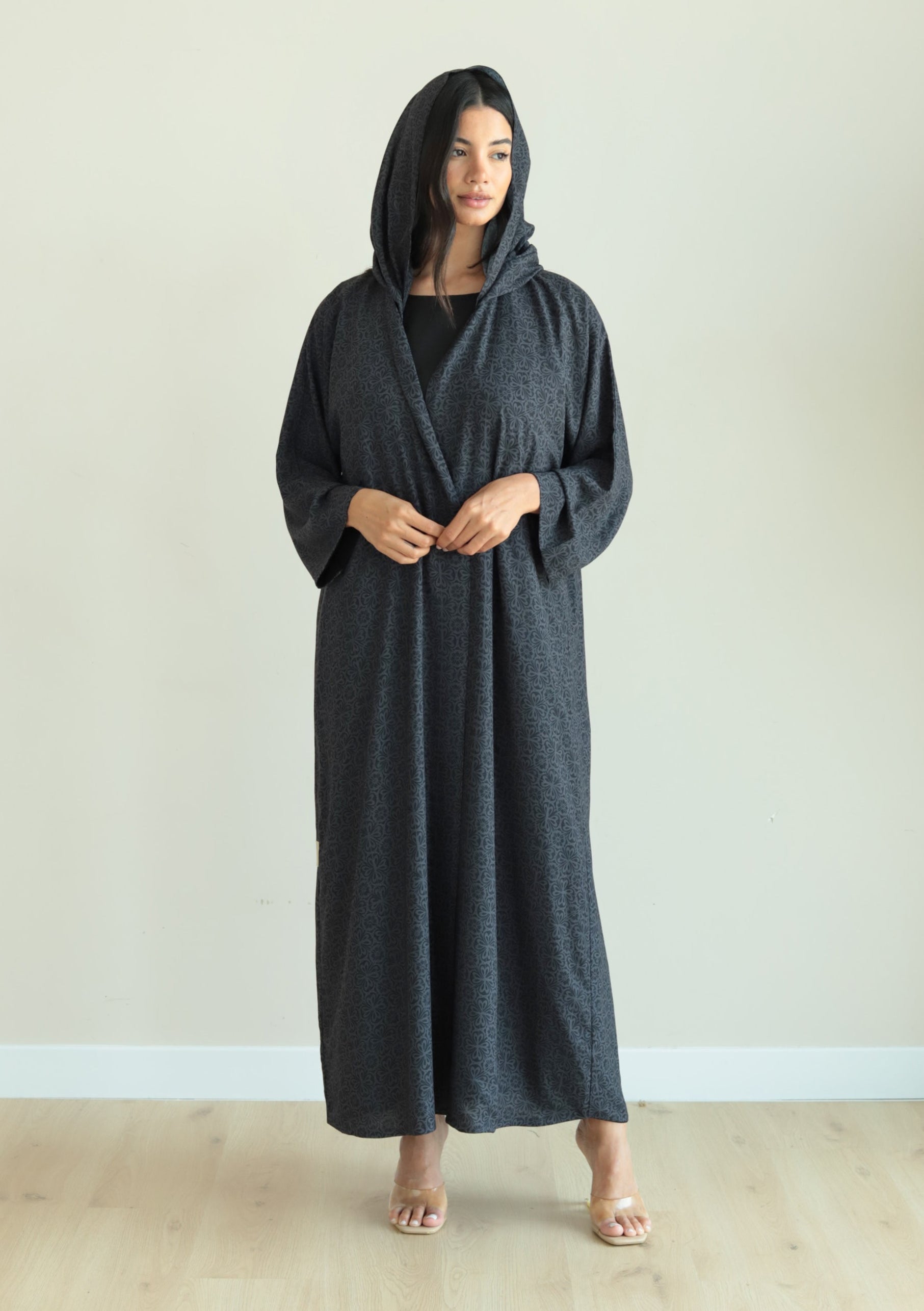 Basic Arabic Prints Reversible (Dark Grey Abaya)
