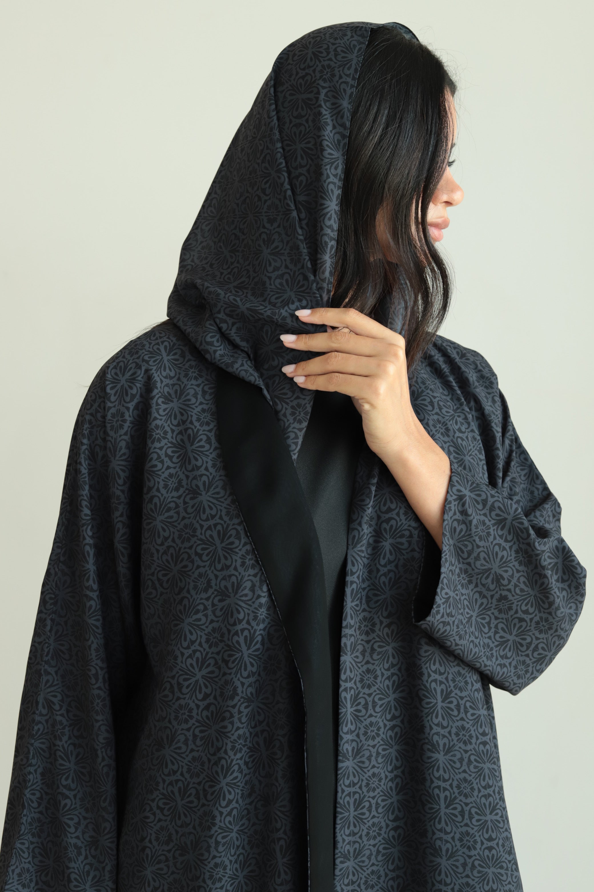 Basic Arabic Prints Reversible (Dark Grey Abaya)