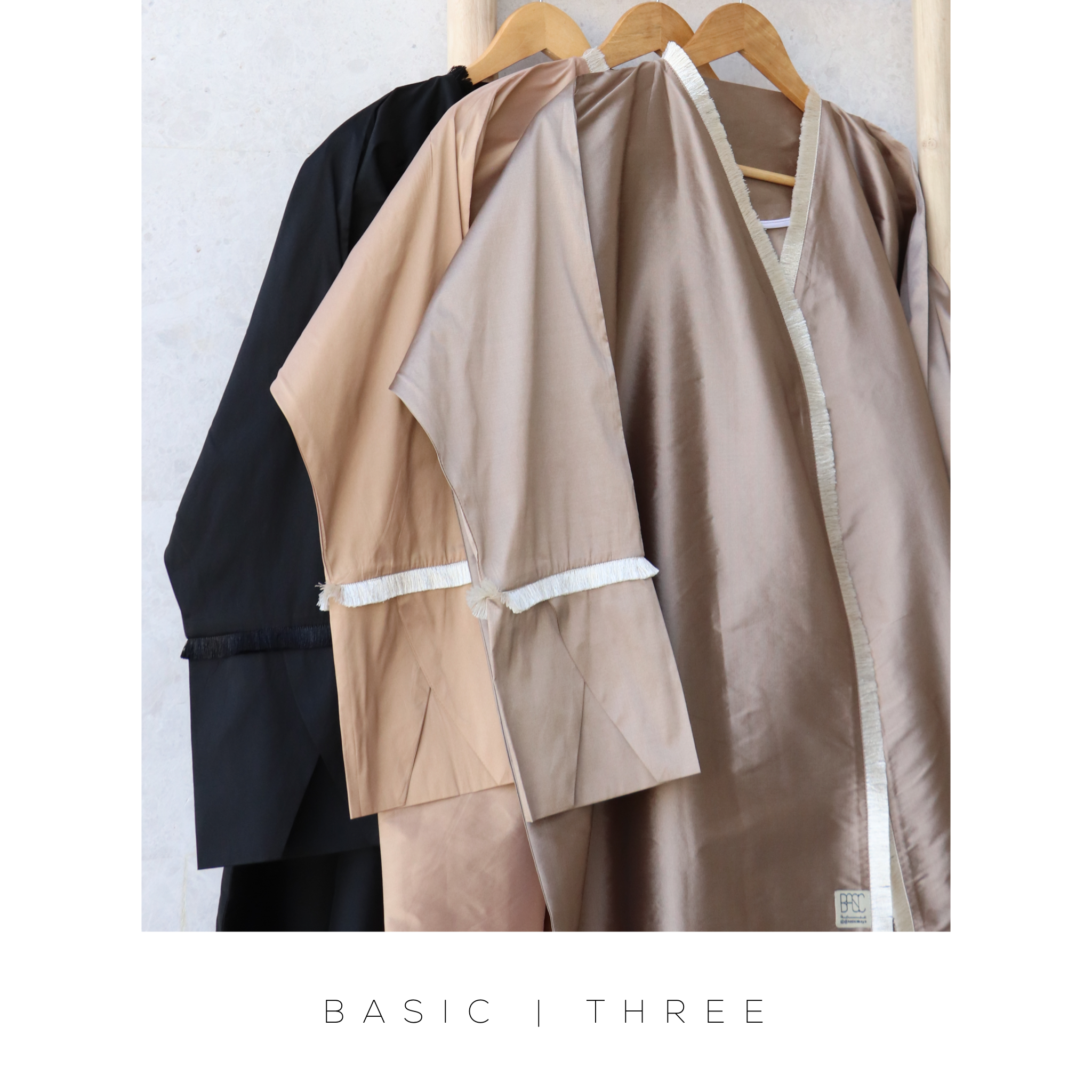 Basic 03 Three Black Abaya with Fringe Lace Design 4 by Basic Abaya Dubai