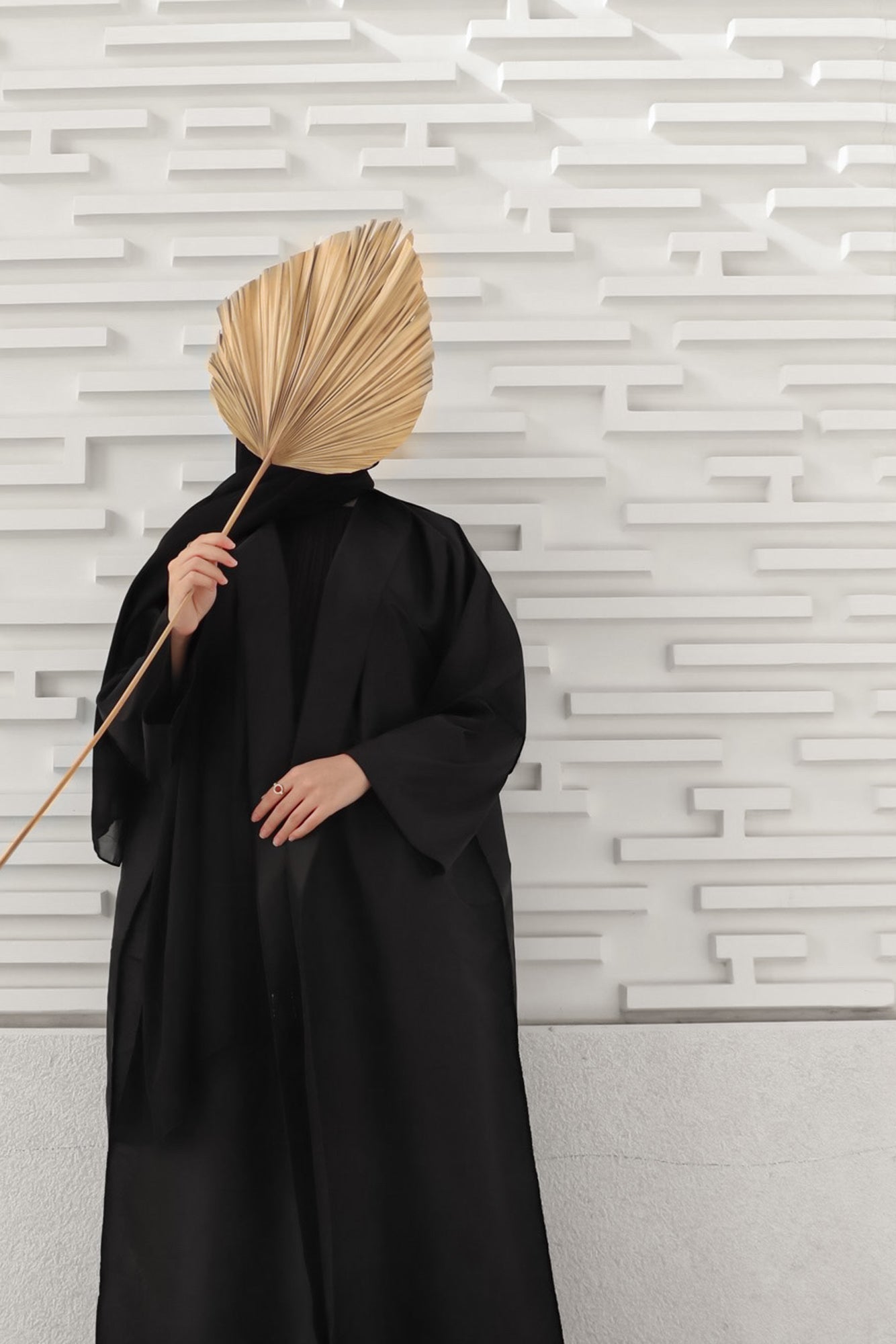 Basic 06 Six Black Tafetta Abaya design look 2 by BASIC ABAYA DUBAI
