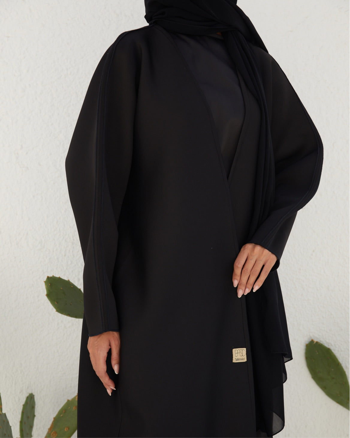 Basic 14 Fourteen Black Heavy Crepe Abaya Look 2 From The Latest Online Dubai Abayas Collection