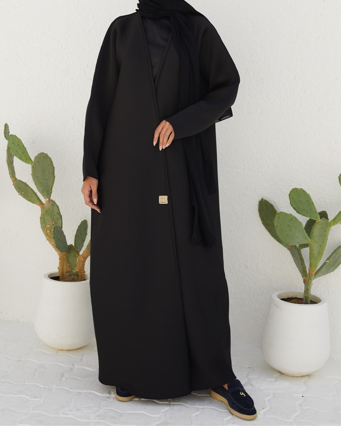 Basic 14 Fourteen Black Heavy Crepe Abaya Look 4 From The Latest Online Dubai Abayas Collection