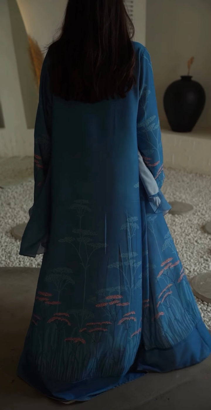 Basic Flowers - Rawan Blue Abaya