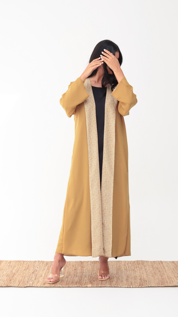 Basic Arabic Prints Reversible - Yellow Abaya