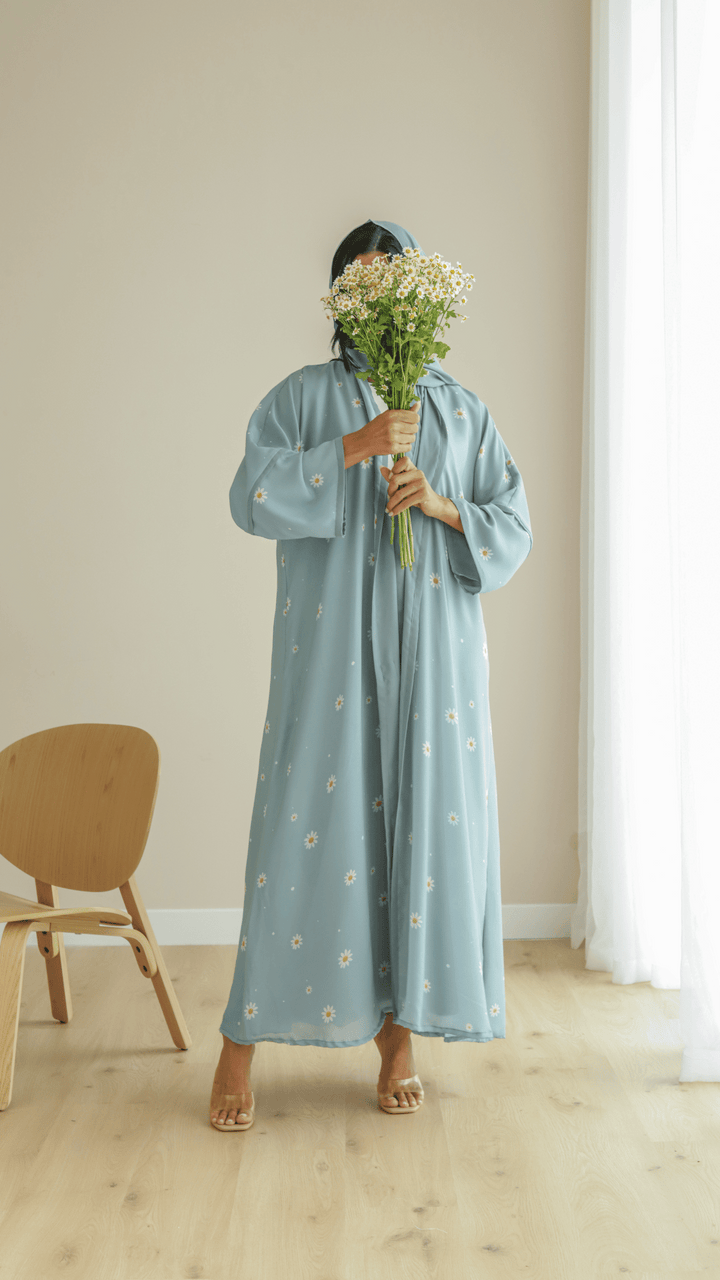 Abaya Dubai in Blue Floral Print Color