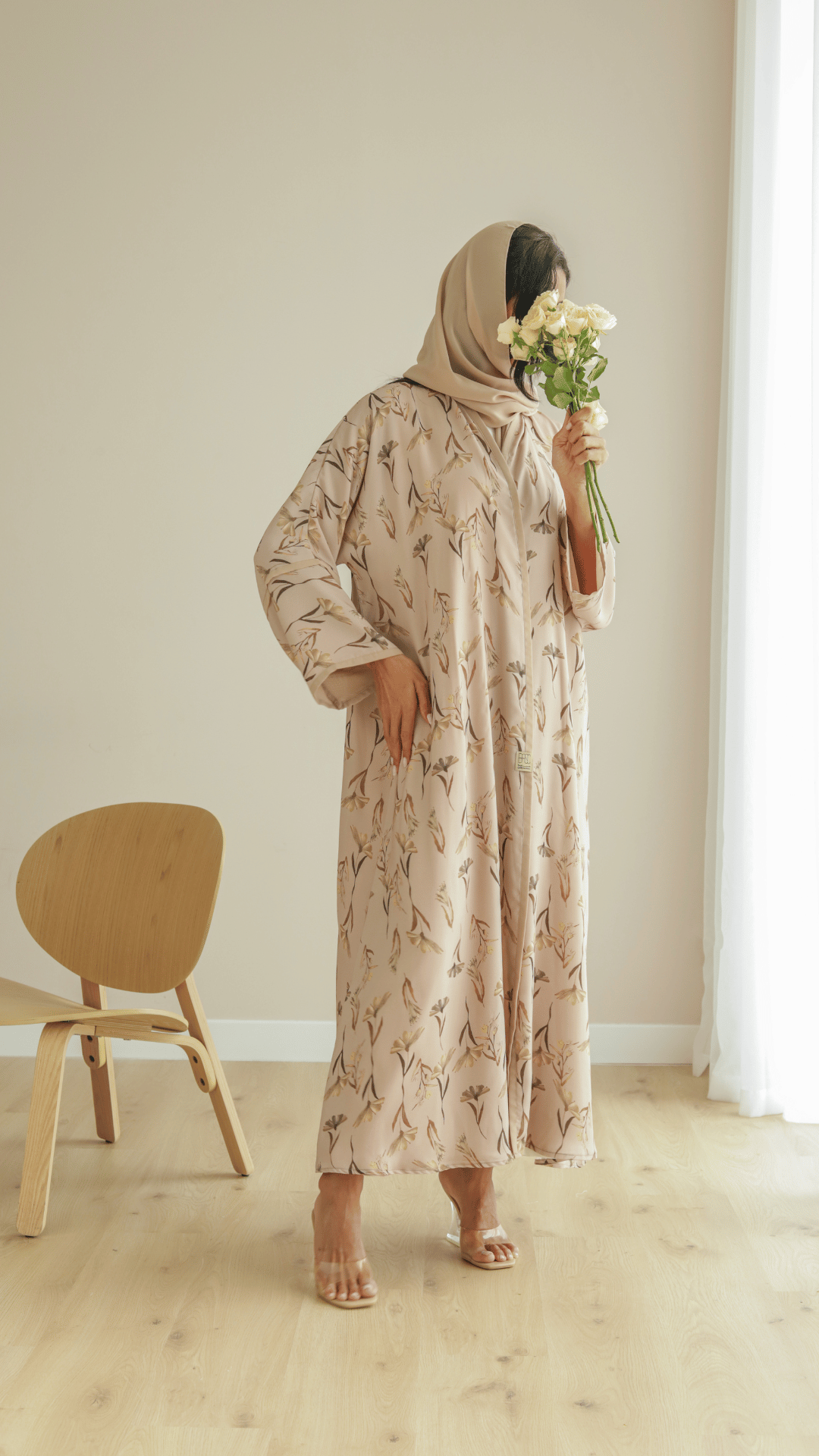 Basic Flowers (Beige Abaya) - Ready to Wear